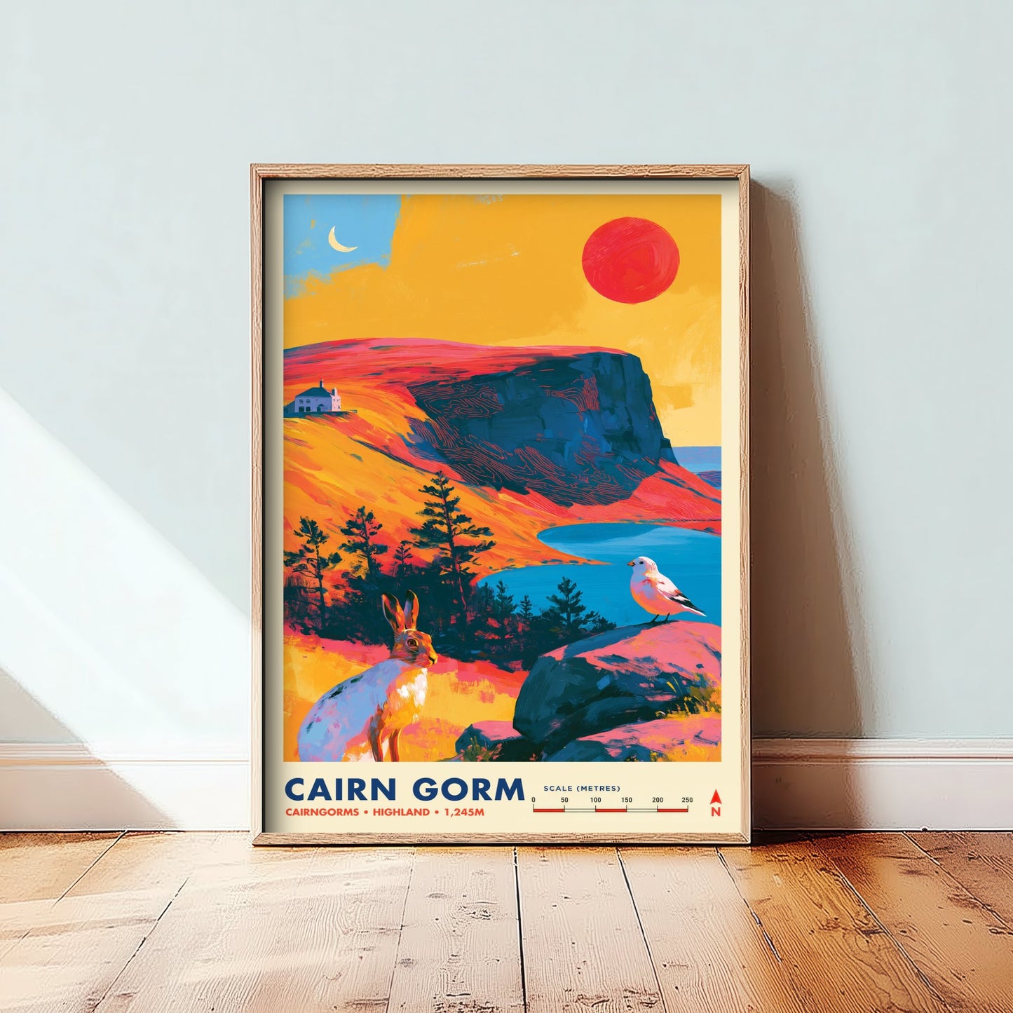 Cairn Gorm Scotland Travel Poster - Cairngorms Art Print - Vibrant Mountain Illustration - Highland Loch Hare 3/3