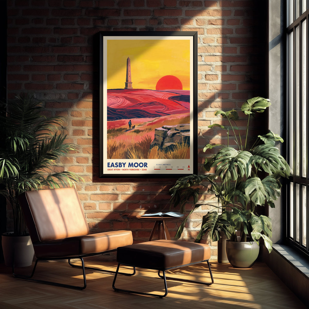 Easby Moor Travel Poster - Captain Cook Monument Illustration - Great Ayton North Yorkshire Art Print - Moorland Sunset Walk 3/3