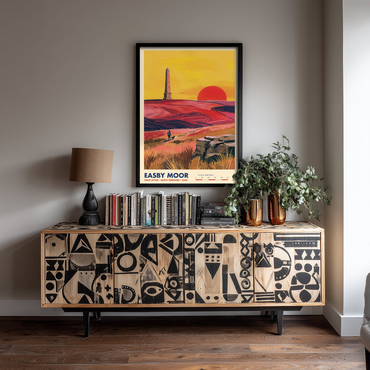 Easby Moor Travel Poster - Captain Cook Monument Illustration - Great Ayton North Yorkshire Art Print - Moorland Sunset Walk 3/3