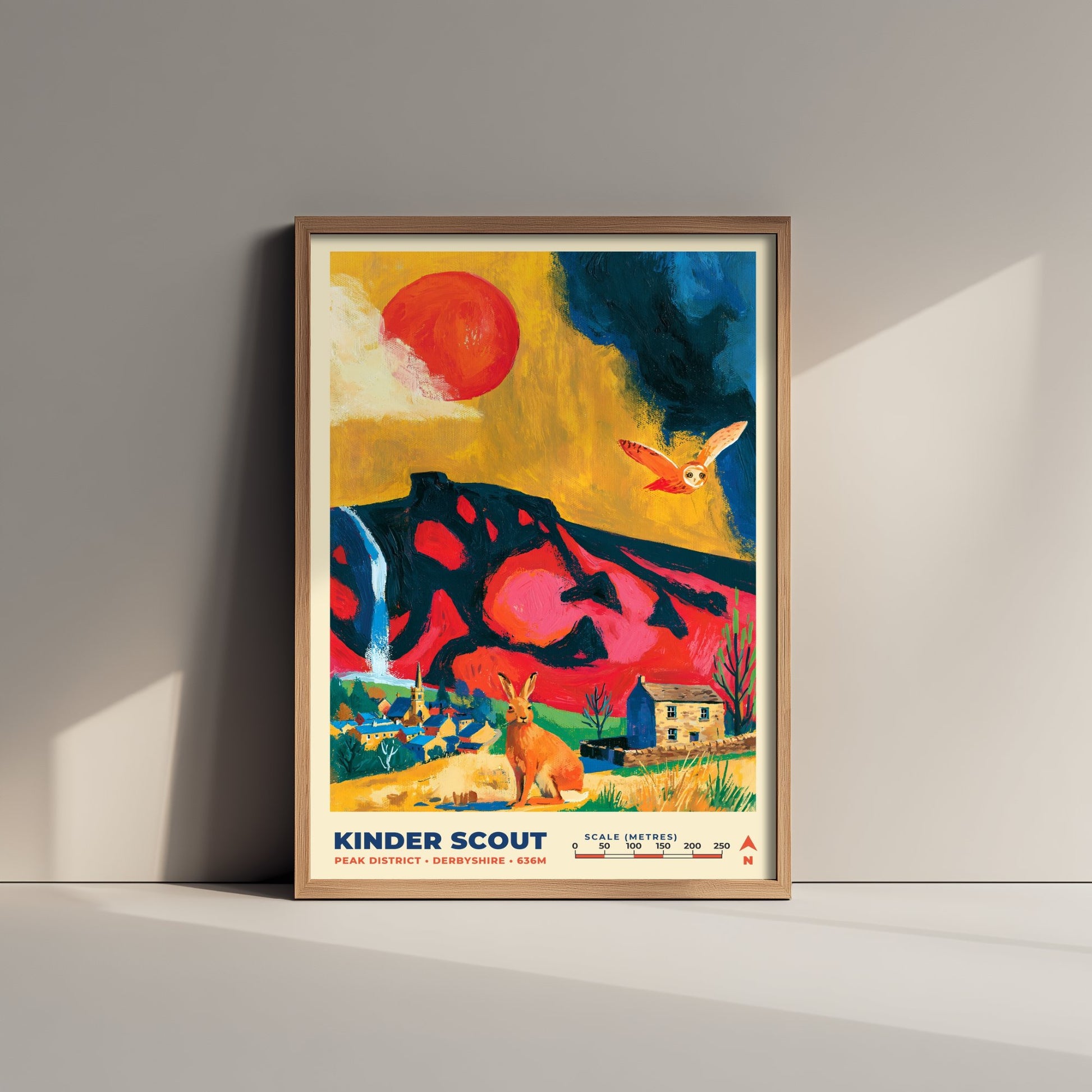 Kinder Scout Travel Poster - Peak District Art Print - Bold Mountain Painting - Derbyshire Hiking Wall Art 1/3