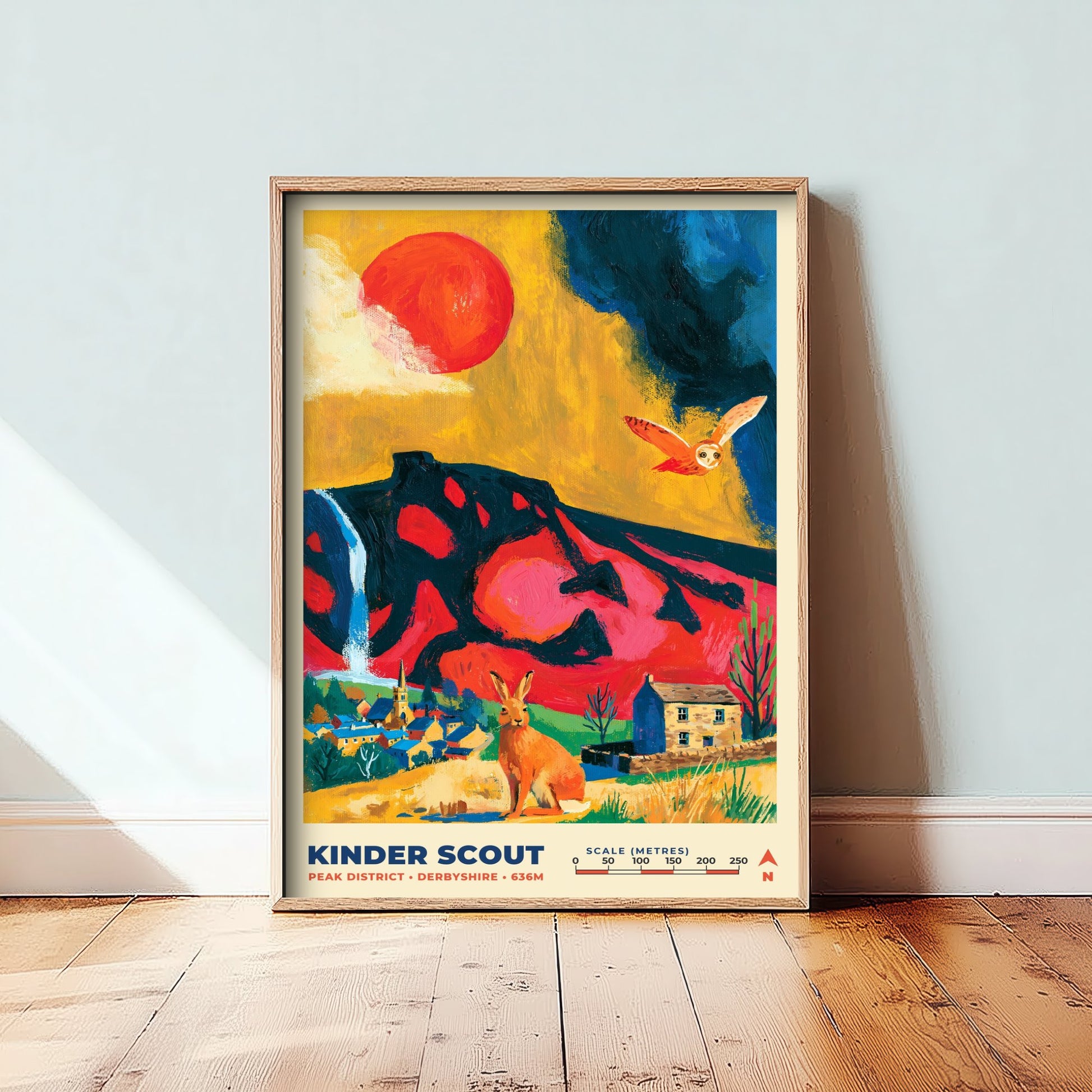 Kinder Scout Travel Poster - Peak District Art Print - Bold Mountain Painting - Derbyshire Hiking Wall Art 1/3