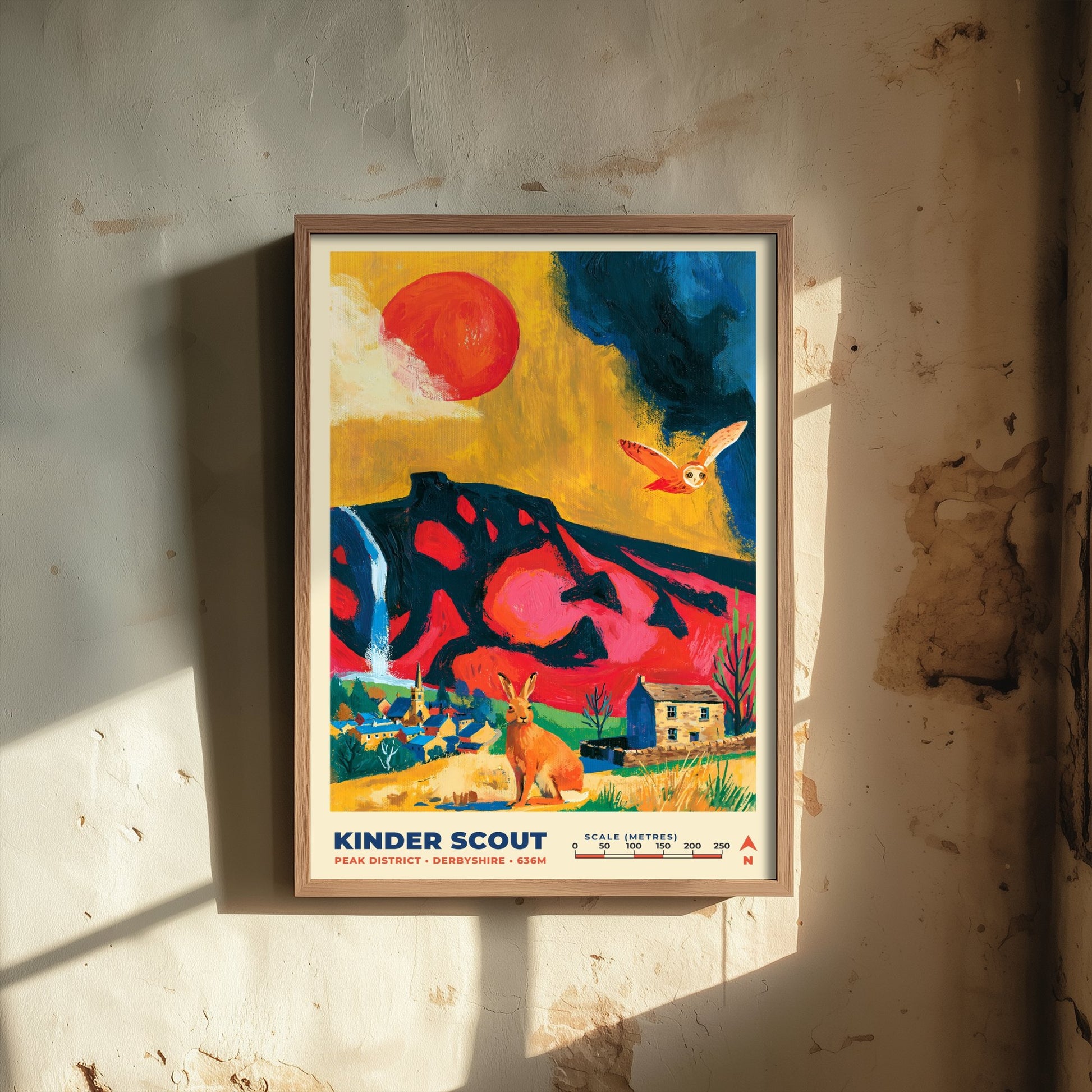 Kinder Scout Travel Poster - Peak District Art Print - Bold Mountain Painting - Derbyshire Hiking Wall Art 1/3