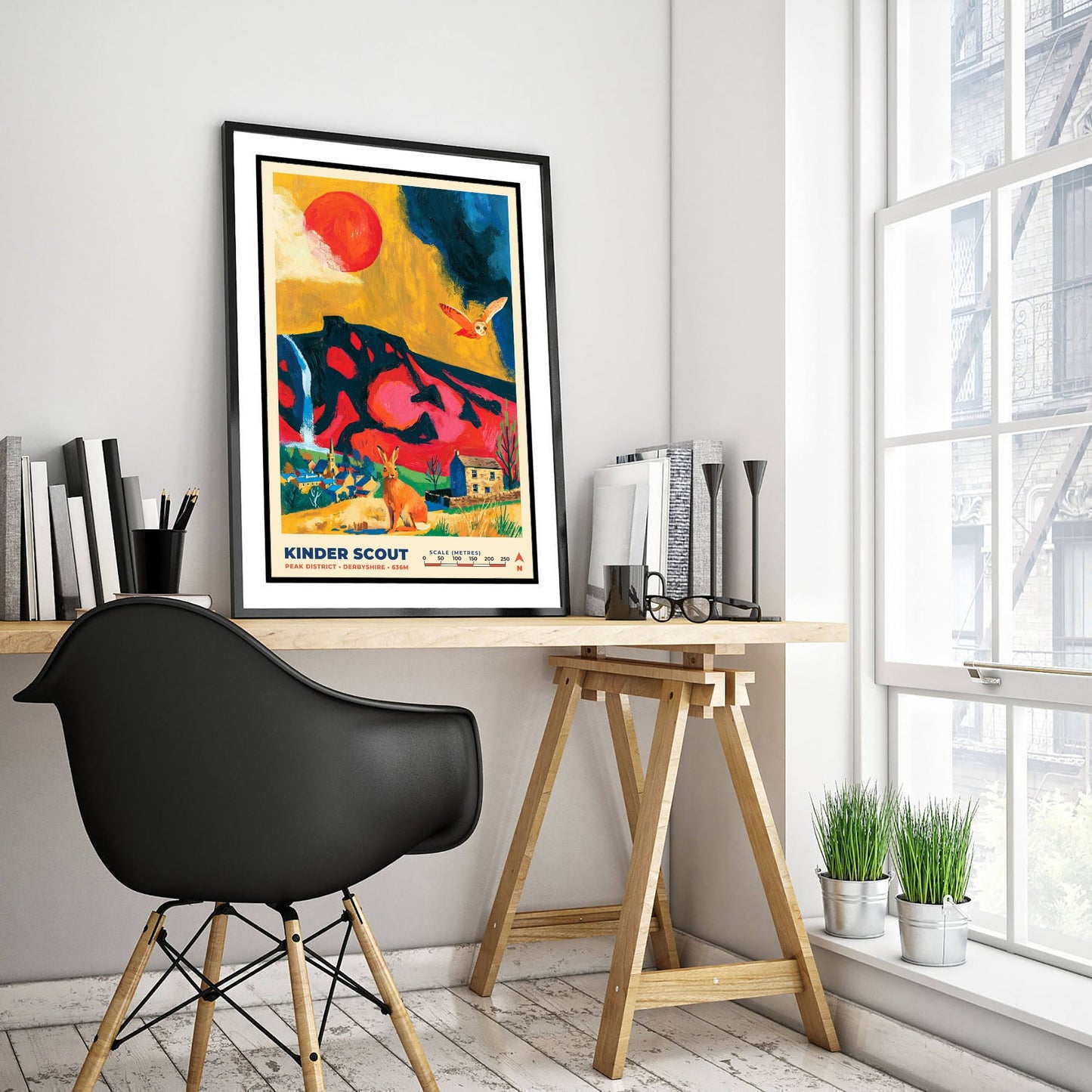 Kinder Scout Travel Poster - Peak District Art Print - Bold Mountain Painting - Derbyshire Hiking Wall Art 1/3