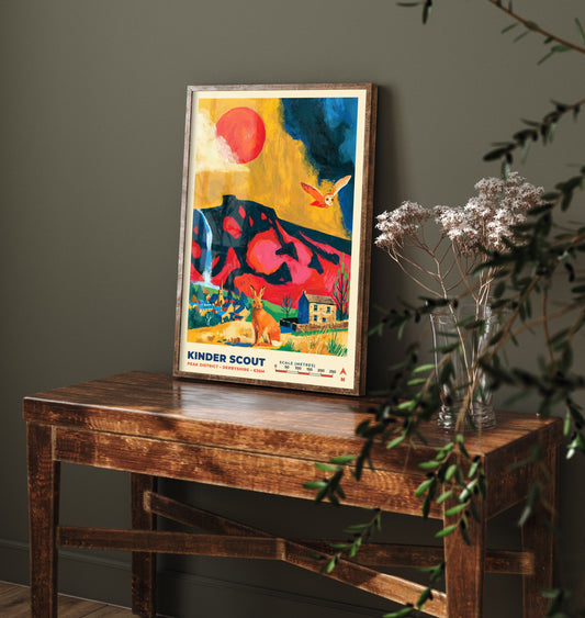 Kinder Scout Travel Poster - Peak District Art Print - Bold Mountain Painting - Derbyshire Hiking Wall Art 1/3