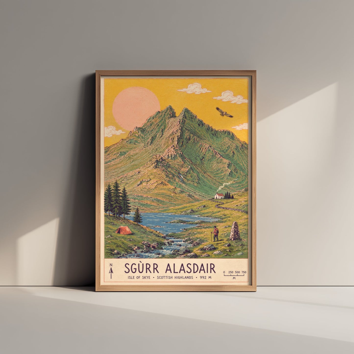 Sgurr Alasdair Isle of Skye Travel Poster - Cuillin Art Print - Vintage Mountain Illustration - Scotland Hike 1/3