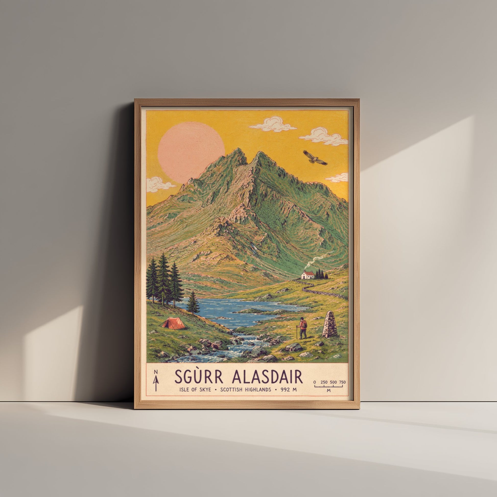 Sgurr Alasdair Isle of Skye Travel Poster - Cuillin Art Print - Vintage Mountain Illustration - Scotland Hike 1/3