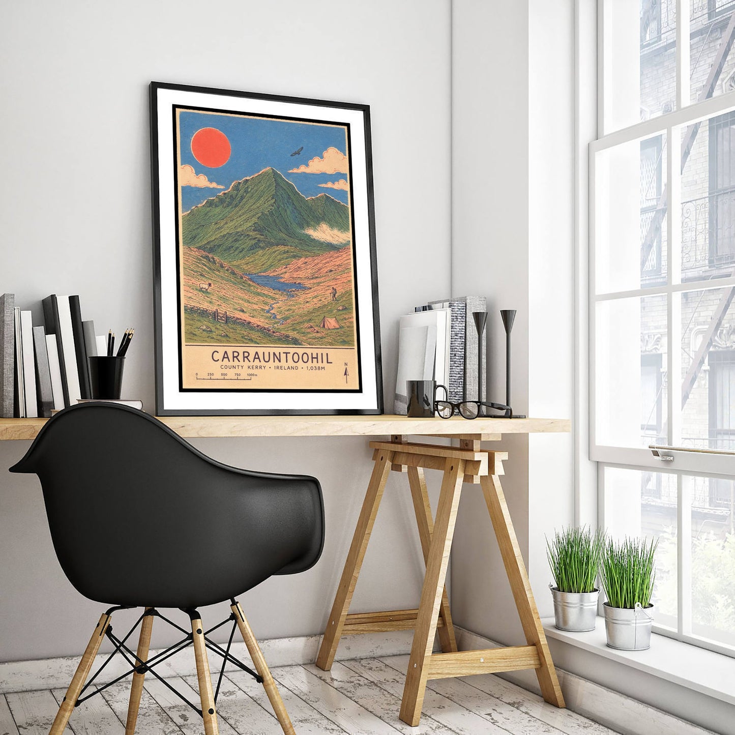 Carrauntoohil Kerry Travel Poster - Ireland Mountain Art Print - Vintage Illustration - Irish Highest Peak 2/3