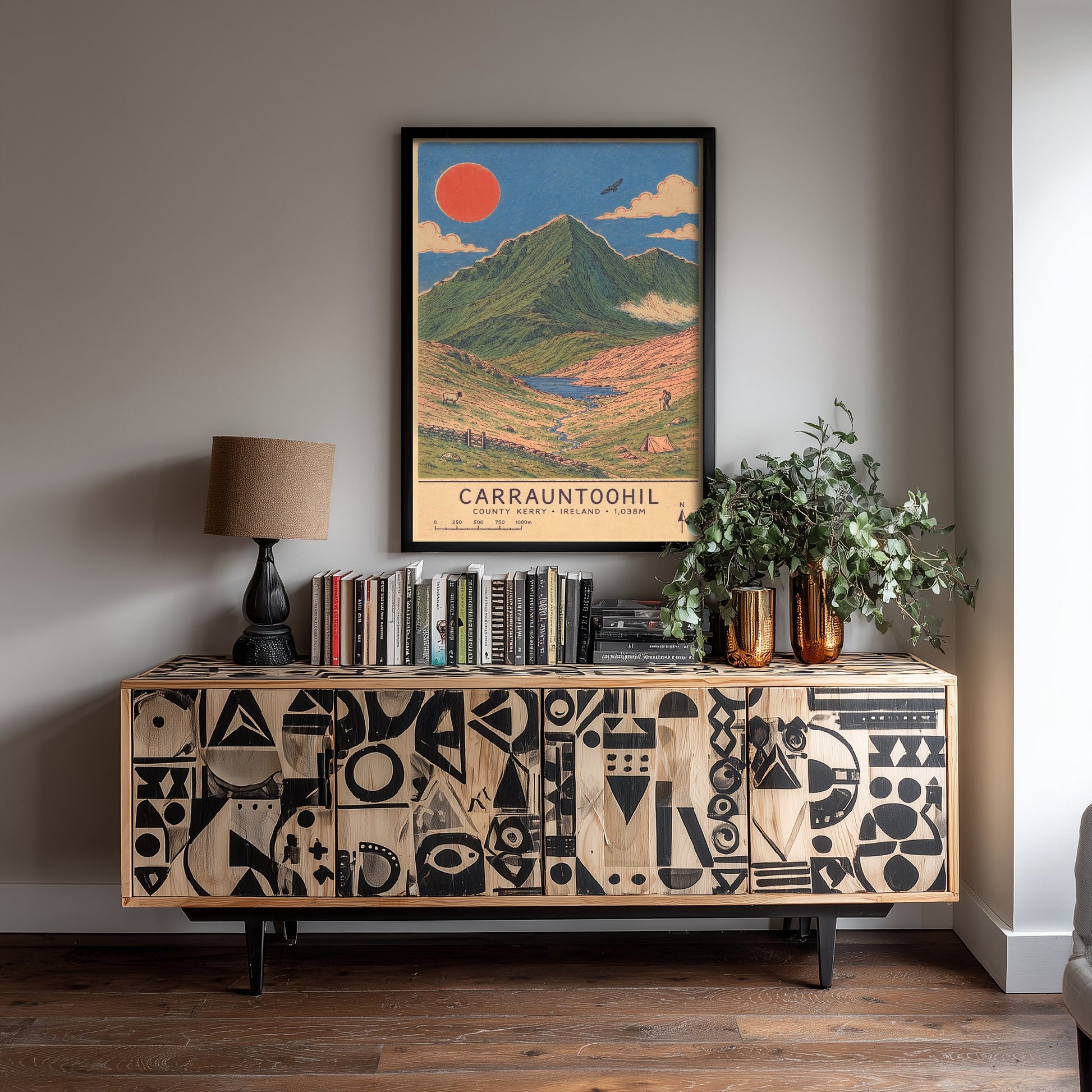 Carrauntoohil Kerry Travel Poster - Ireland Mountain Art Print - Vintage Illustration - Irish Highest Peak 2/3