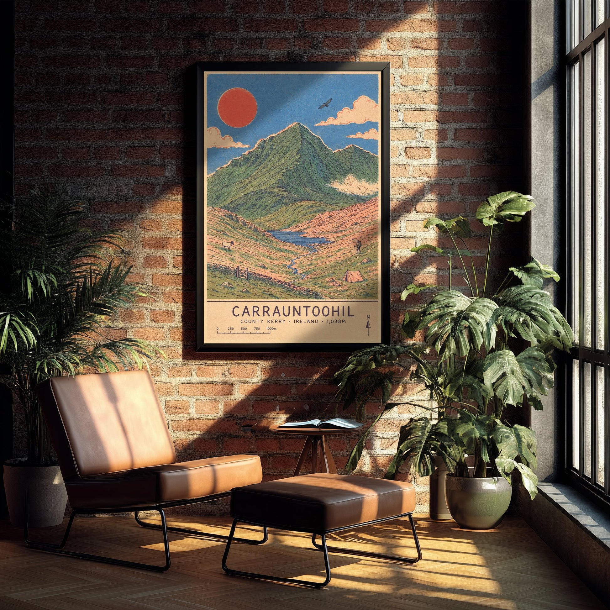 Carrauntoohil Kerry Travel Poster - Ireland Mountain Art Print - Vintage Illustration - Irish Highest Peak 2/3