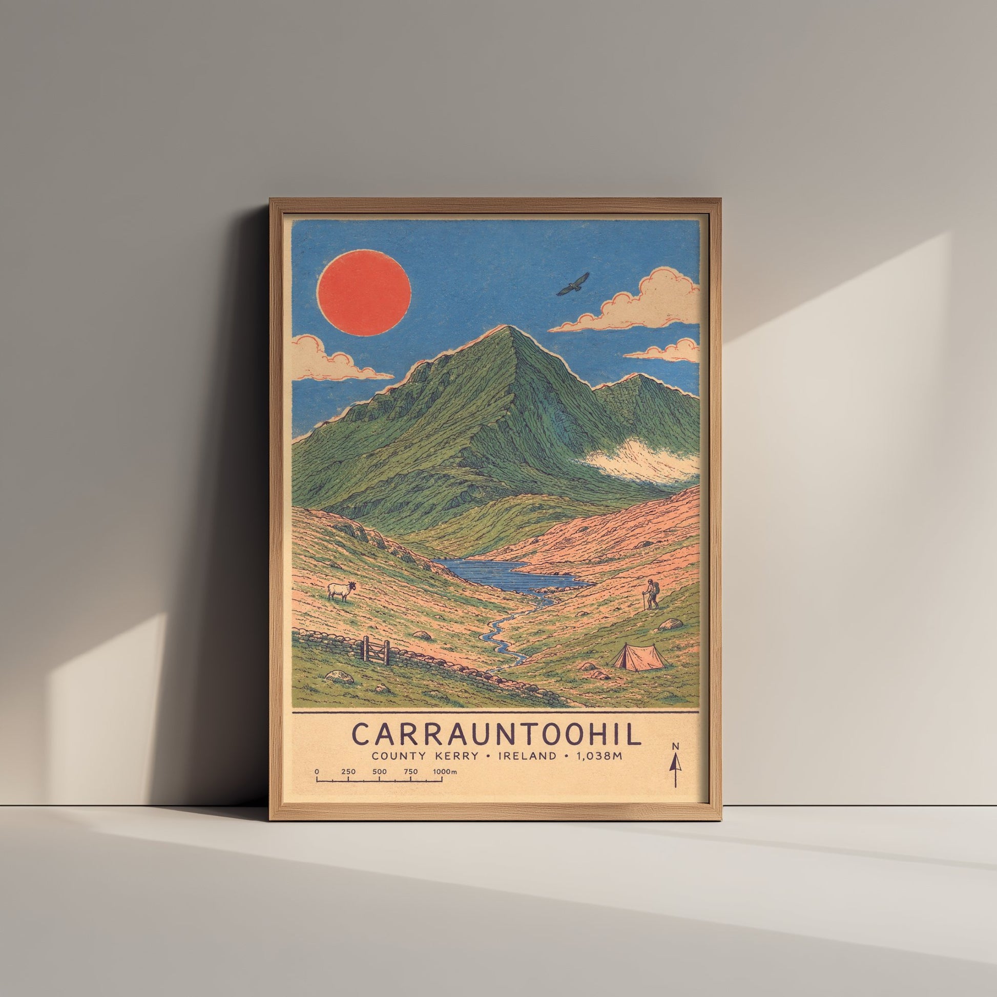 Carrauntoohil Kerry Travel Poster - Ireland Mountain Art Print - Vintage Illustration - Irish Highest Peak 2/3