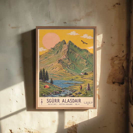 Sgurr Alasdair Isle of Skye Travel Poster - Art Print - Vintage Map Illustration - Scotland Wall Art 1/3