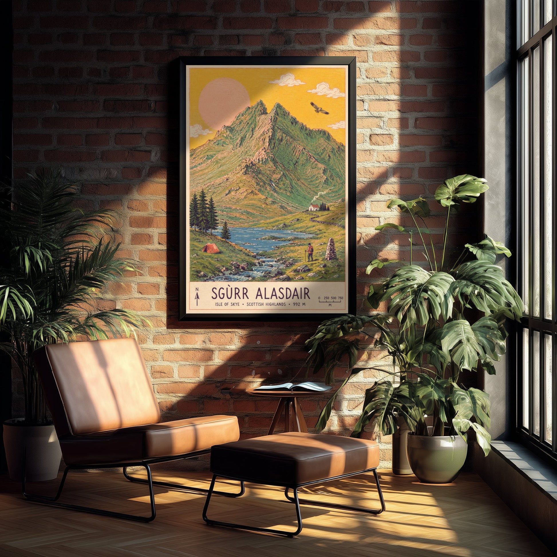 Sgurr Alasdair Isle of Skye Travel Poster - Art Print - Vintage Map Illustration - Scotland Wall Art 1/3