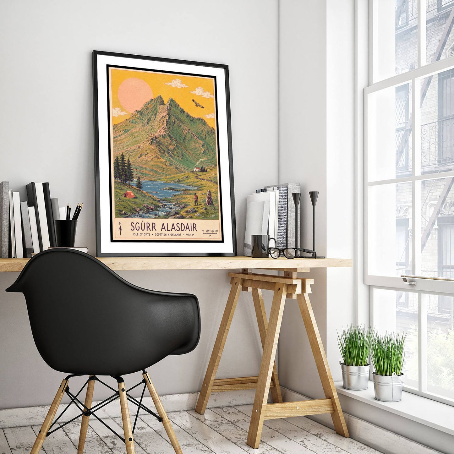 Sgurr Alasdair Isle of Skye Travel Poster - Art Print - Vintage Map Illustration - Scotland Wall Art 1/3