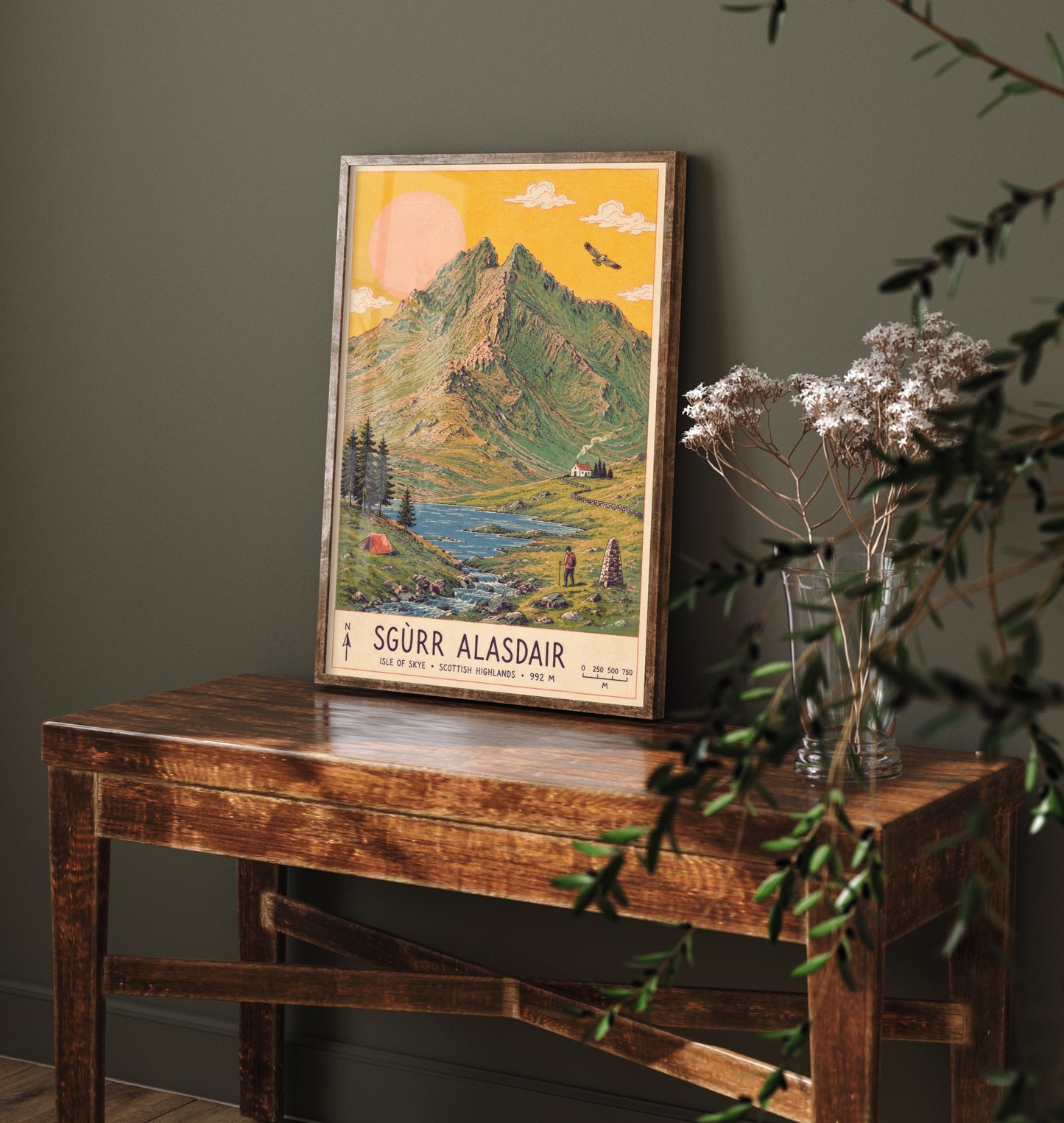 Sgurr Alasdair Isle of Skye Travel Poster - Art Print - Vintage Map Illustration - Scotland Wall Art 1/3