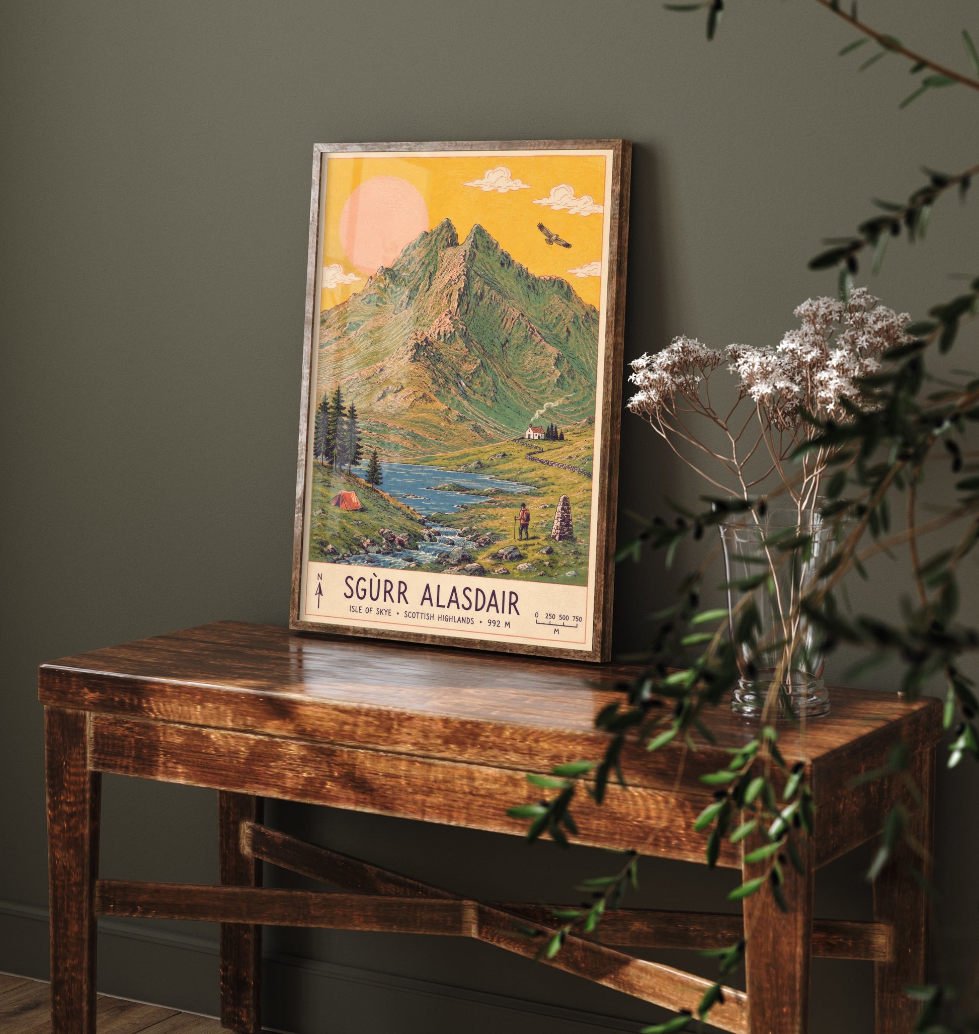 Sgurr Alasdair Isle of Skye Travel Poster - Art Print - Vintage Map Illustration - Scotland Wall Art 1/3