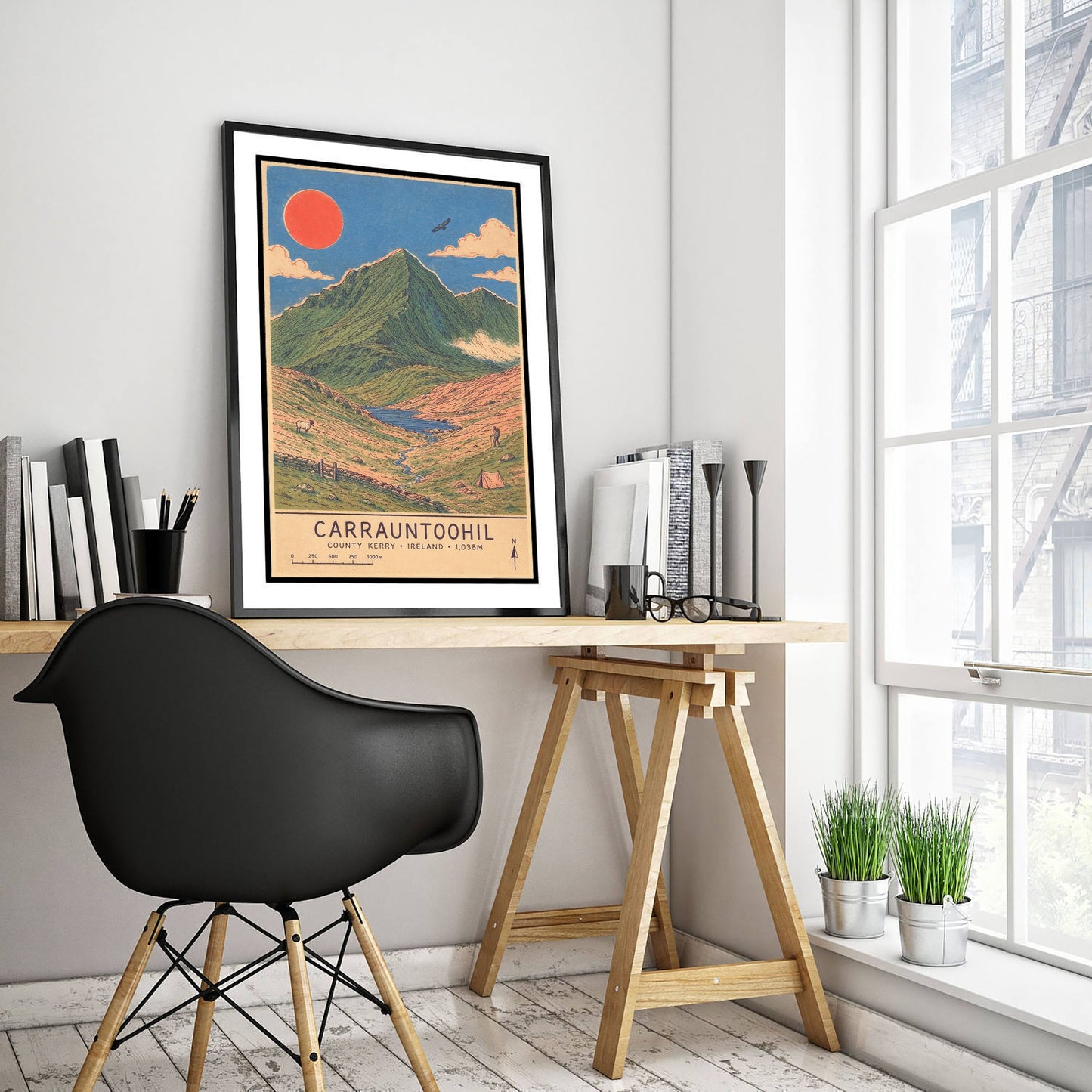 Carrauntoohil Kerry Travel Poster - Art Print - Vintage Map Illustration - Ireland Mountain Wall Art 2/3