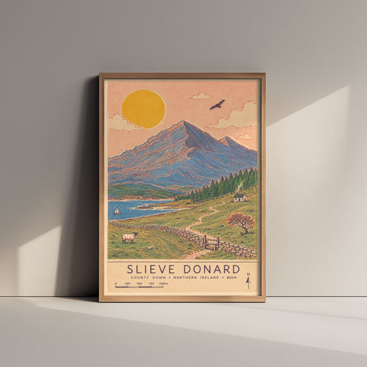 Slieve Donard Mourne Travel Poster - Art Print - Vintage Map Illustration - Northern Ireland Wall Art 3/3