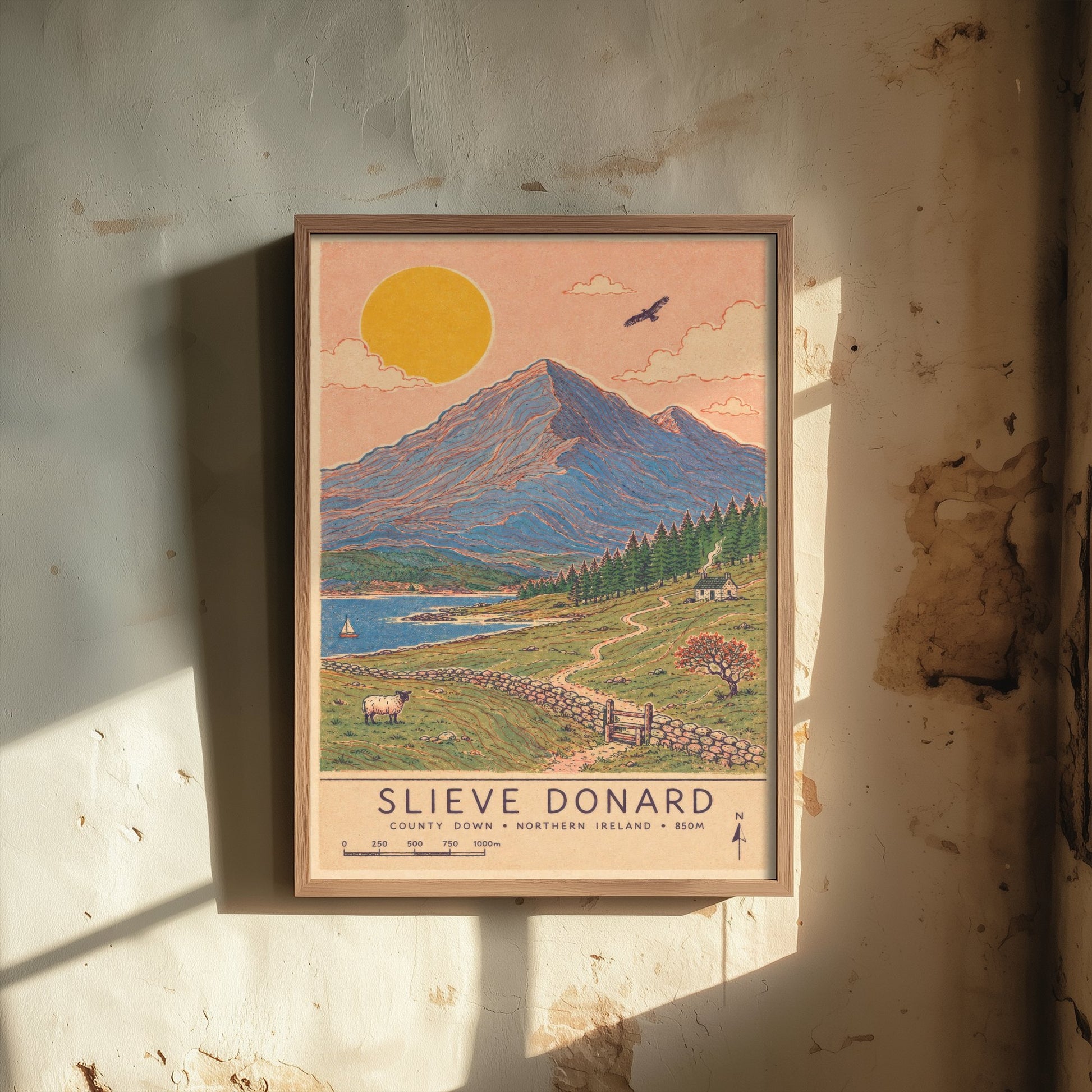 Slieve Donard Mourne Travel Poster - Art Print - Vintage Map Illustration - Northern Ireland Wall Art 3/3