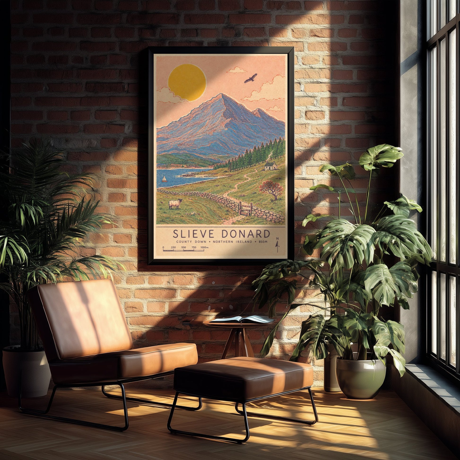Slieve Donard Mourne Travel Poster - Art Print - Vintage Map Illustration - Northern Ireland Wall Art 3/3