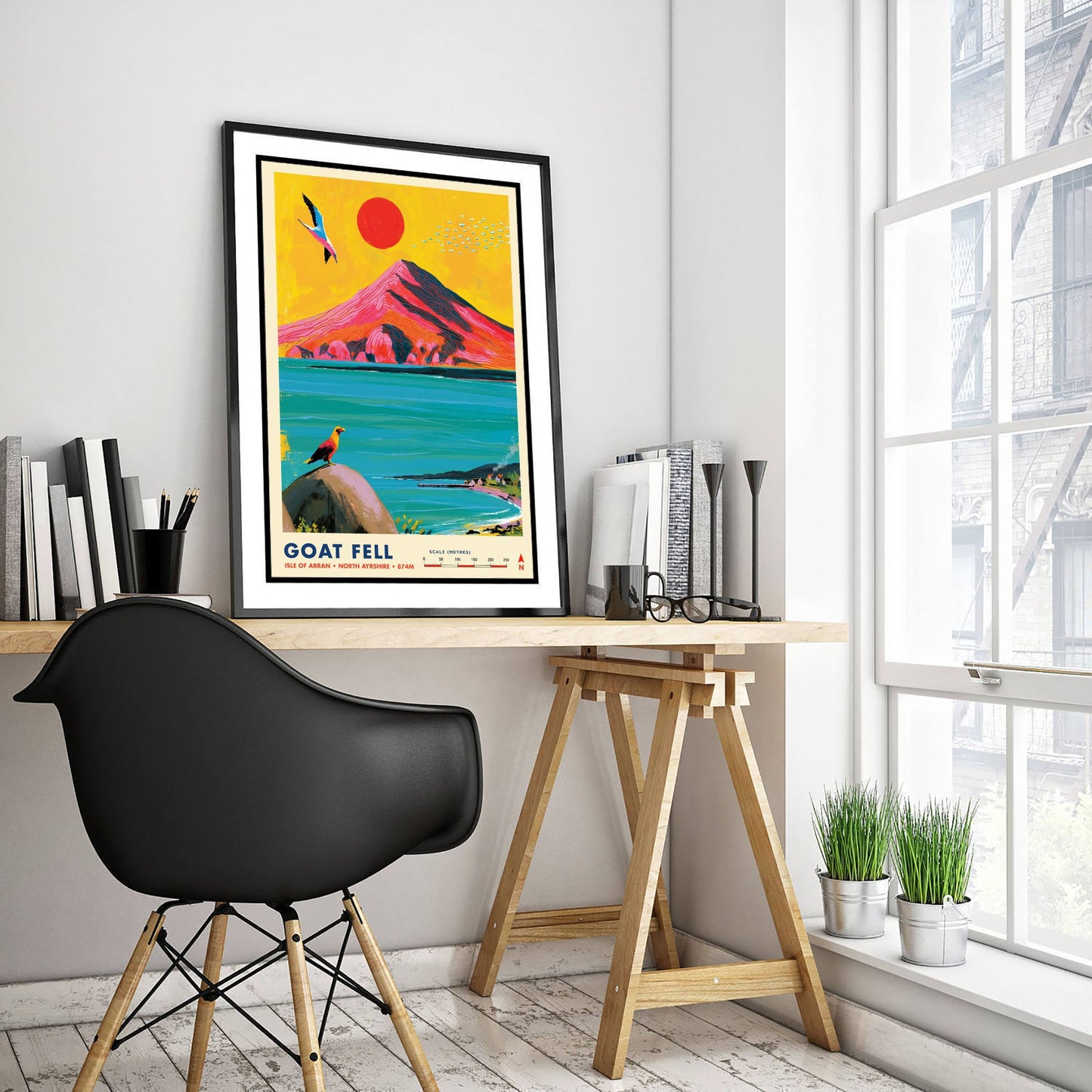 Goat Fell Isle of Arran Travel Poster - Scotland Art Print - Vibrant Mountain Illustration - Eagle Coast Visit 1/3