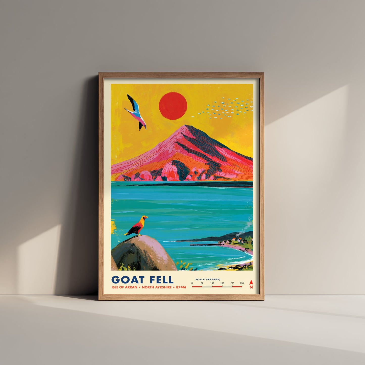 Goat Fell Isle of Arran Travel Poster - Scotland Art Print - Vibrant Mountain Illustration - Eagle Coast Visit 1/3