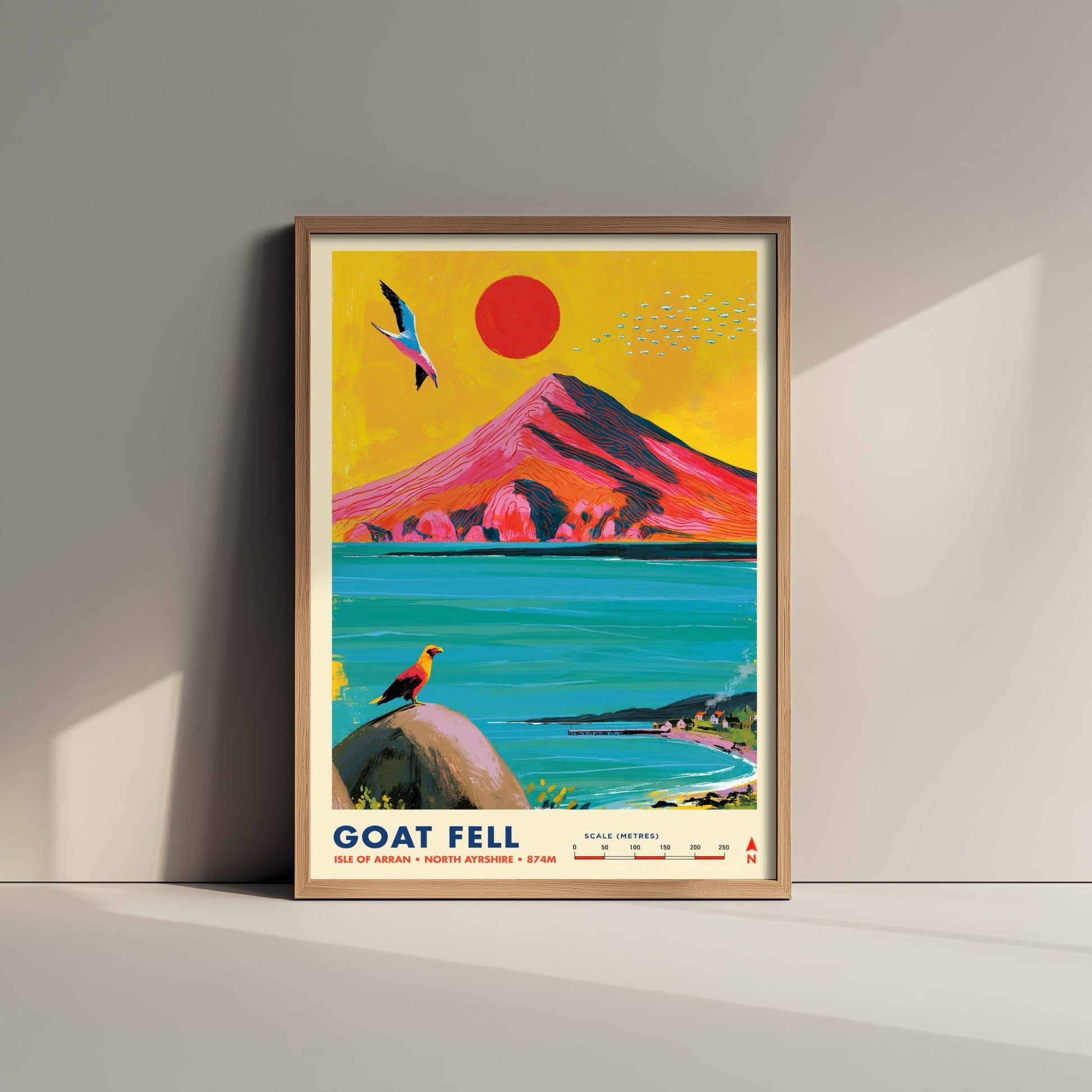 Goat Fell Isle of Arran Travel Poster - Scotland Art Print - Vibrant Mountain Illustration - Eagle Coast Visit 1/3