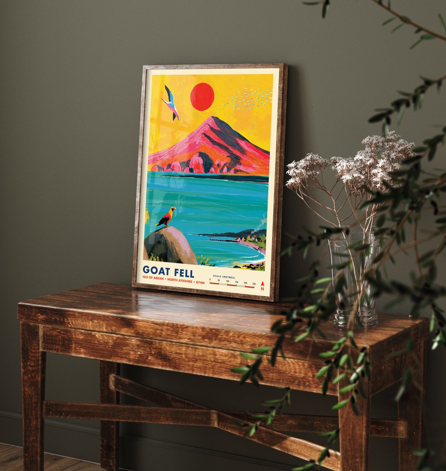 Goat Fell Isle of Arran Travel Poster - Scotland Art Print - Vibrant Mountain Illustration - Eagle Coast Visit 1/3