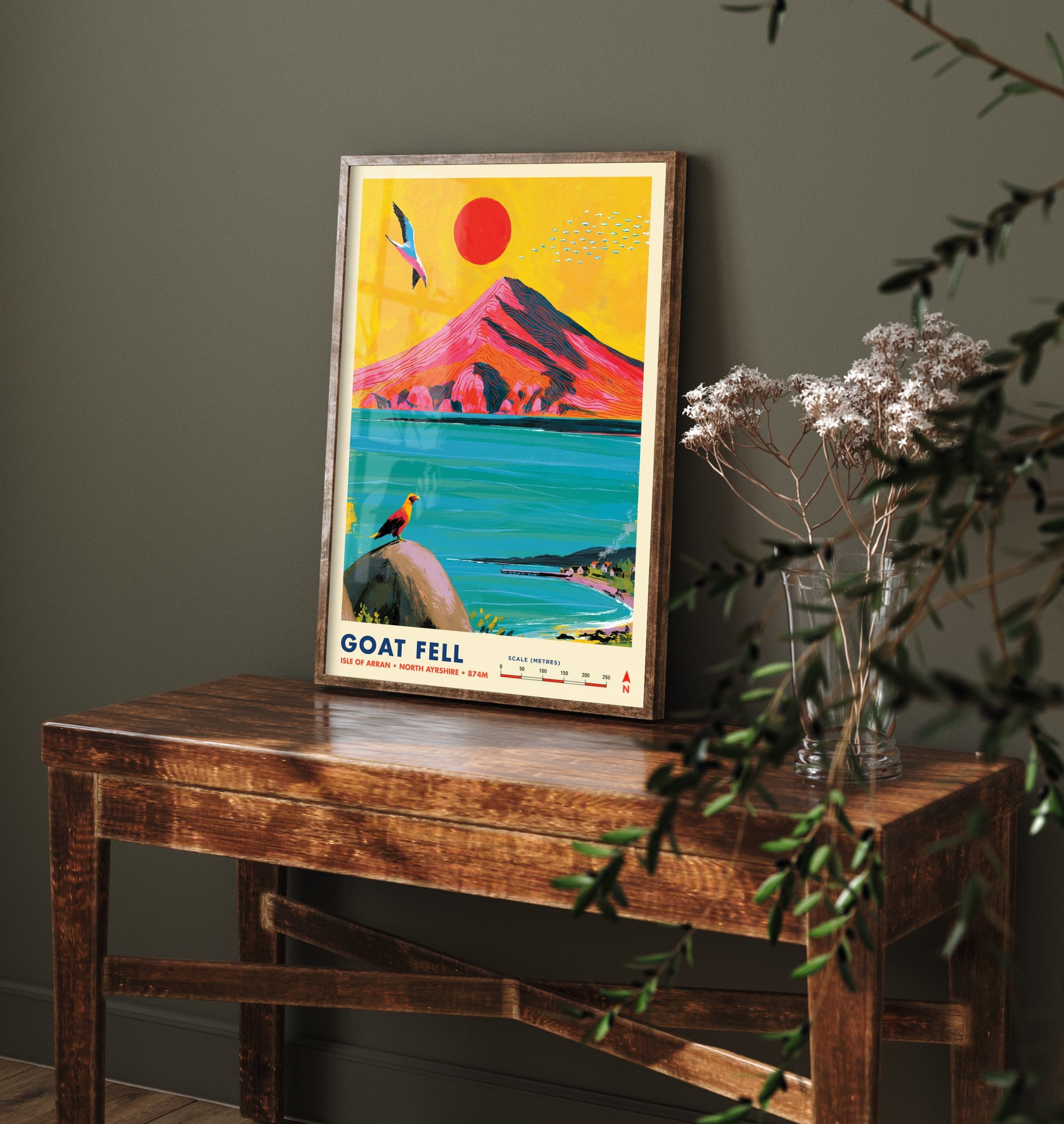 Goat Fell Isle of Arran Travel Poster - Scotland Art Print - Vibrant Mountain Illustration - Eagle Coast Visit 1/3