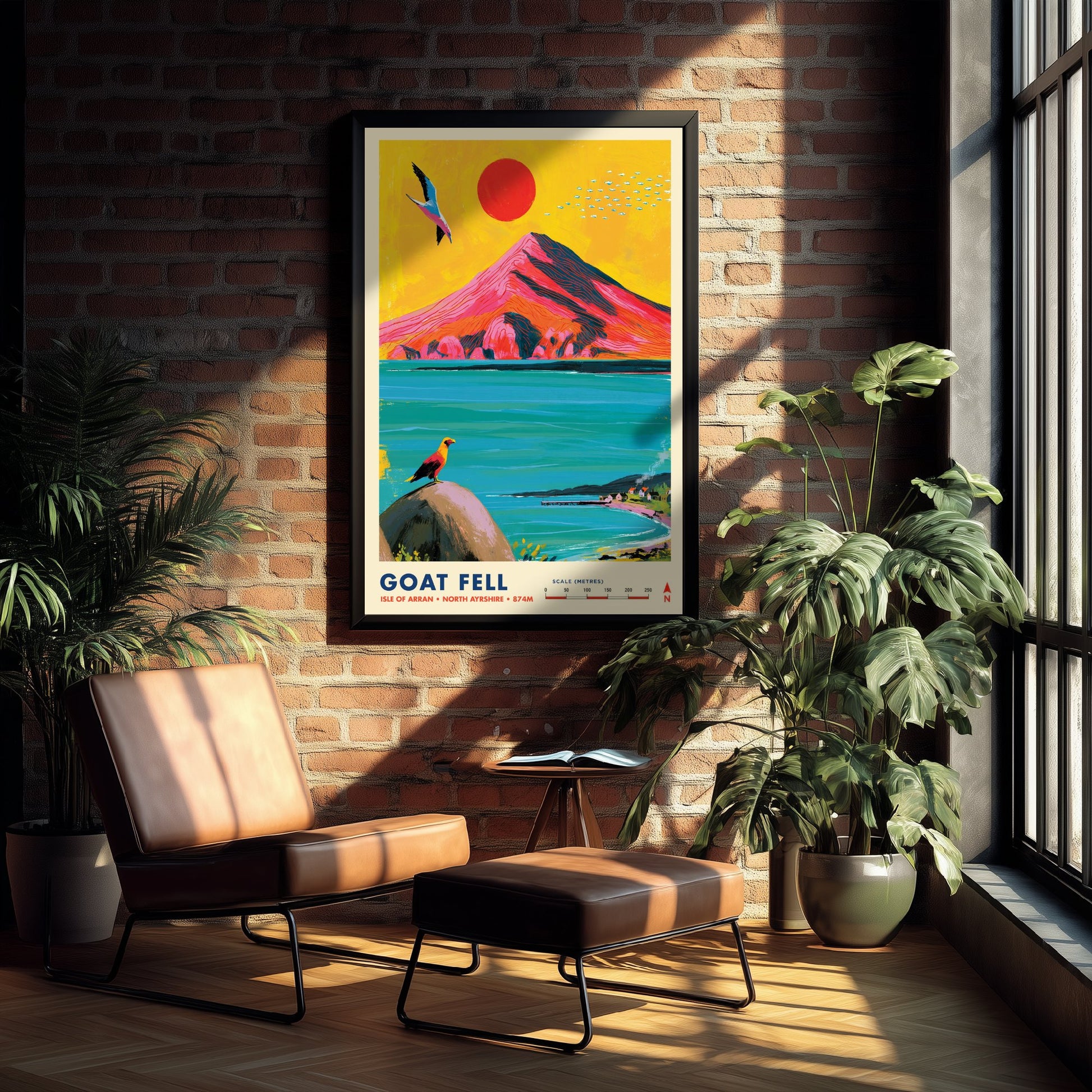 Goat Fell Isle of Arran Travel Poster - Scotland Art Print - Vibrant Mountain Illustration - Eagle Coast Visit 1/3