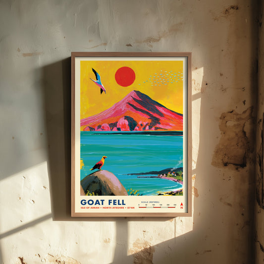 Goat Fell Isle of Arran Travel Poster - Scotland Art Print - Vibrant Mountain Illustration - Eagle Coast Visit 1/3