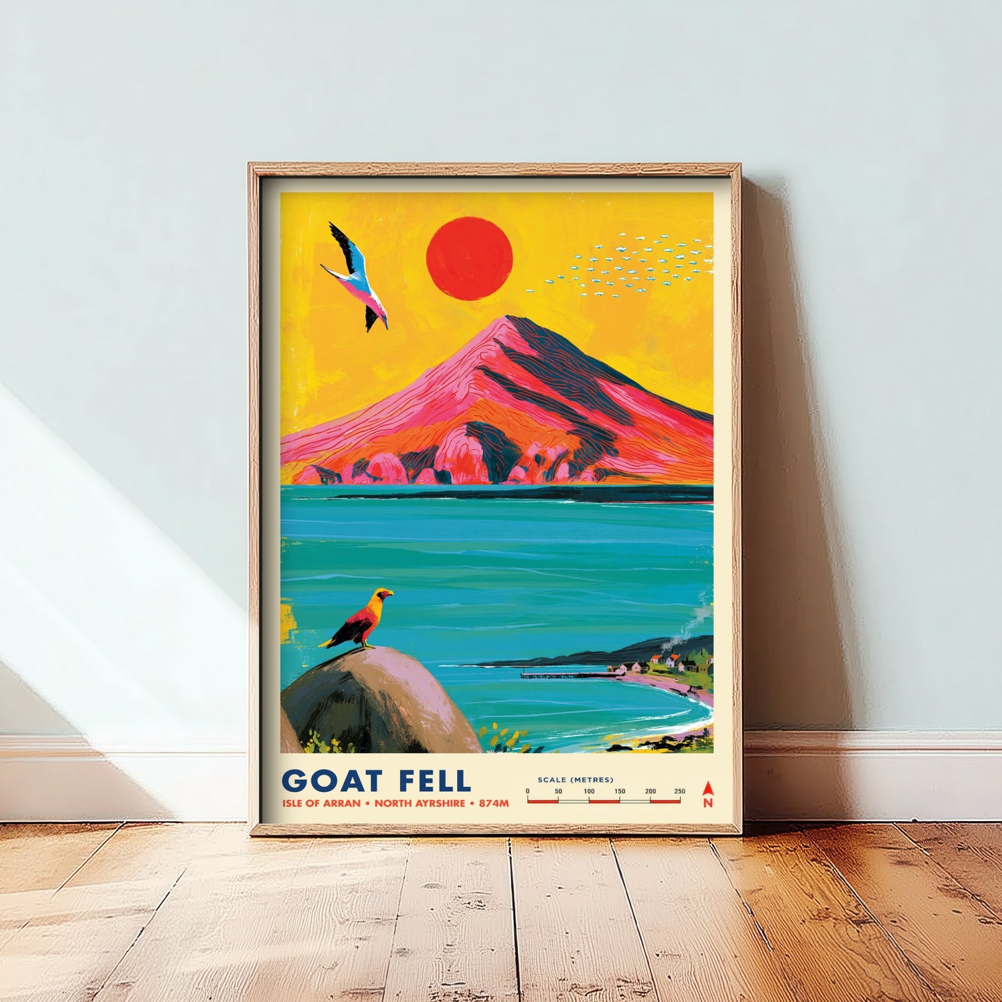 Goat Fell Isle of Arran Travel Poster - Scotland Art Print - Vibrant Mountain Illustration - Eagle Coast Visit 1/3