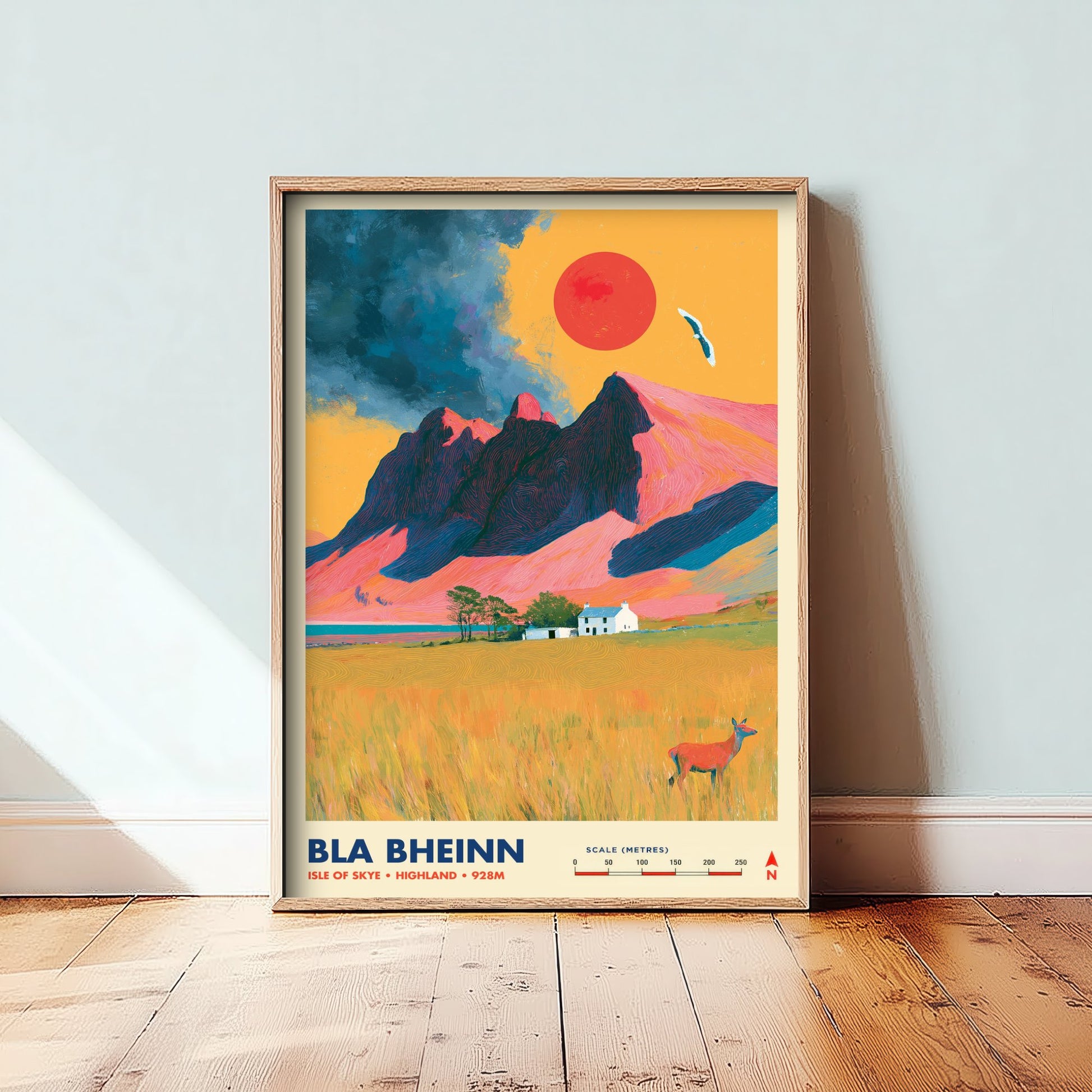 Bla Bheinn Isle of Skye Travel Poster - Scotland Art Print - Vibrant Mountain Illustration - Cuillin Red Deer 2/3