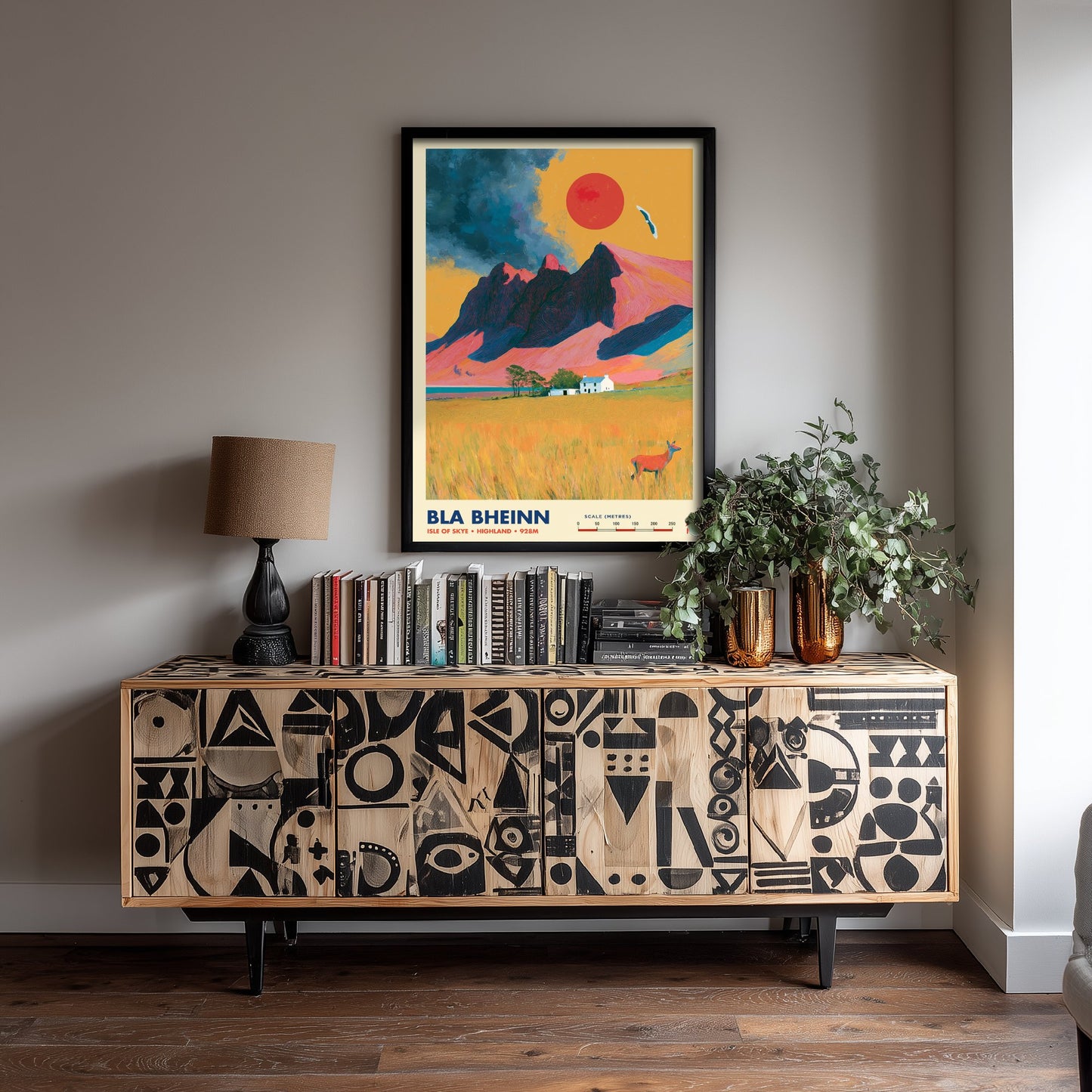 Bla Bheinn Isle of Skye Travel Poster - Scotland Art Print - Vibrant Mountain Illustration - Cuillin Red Deer 2/3