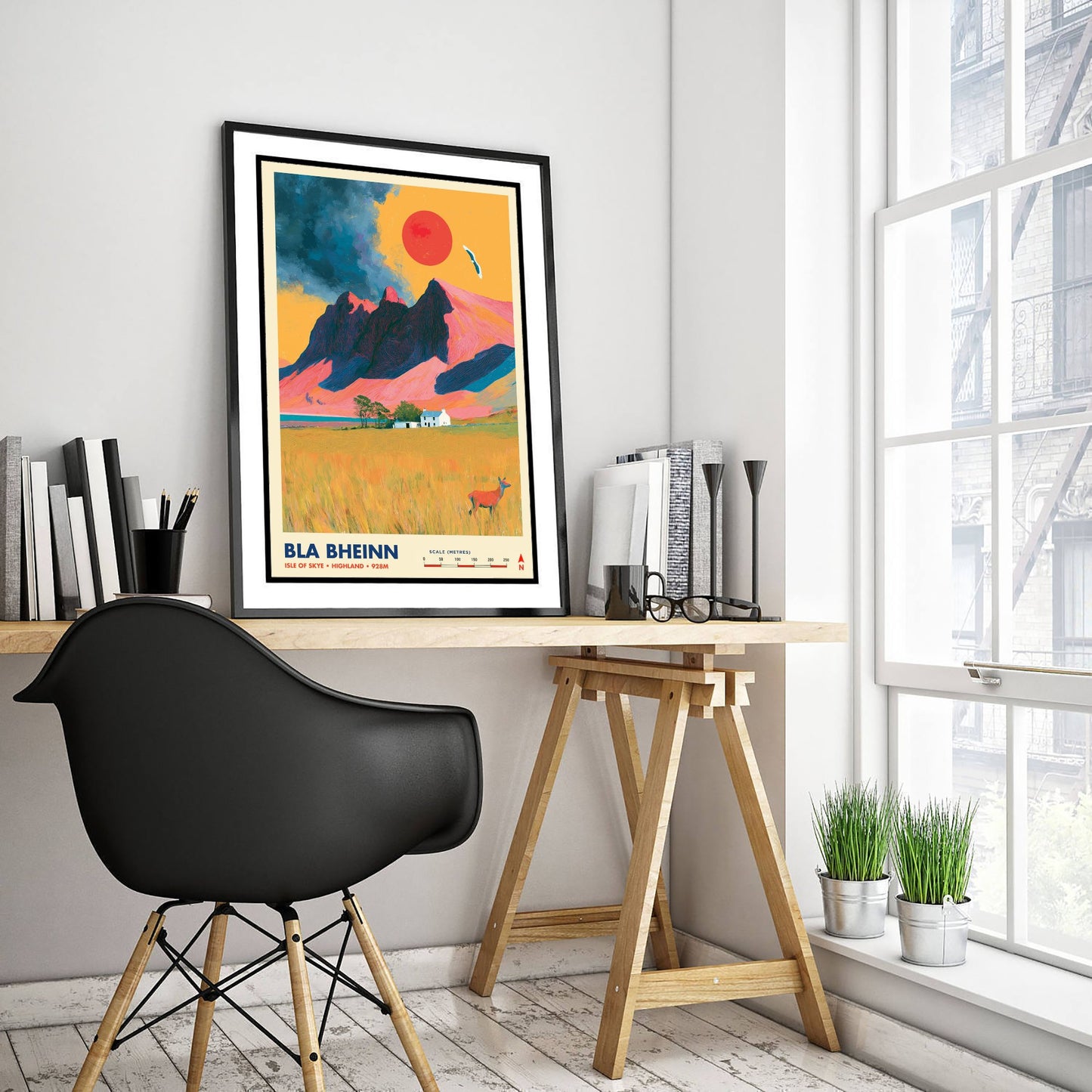 Bla Bheinn Isle of Skye Travel Poster - Scotland Art Print - Vibrant Mountain Illustration - Cuillin Red Deer 2/3