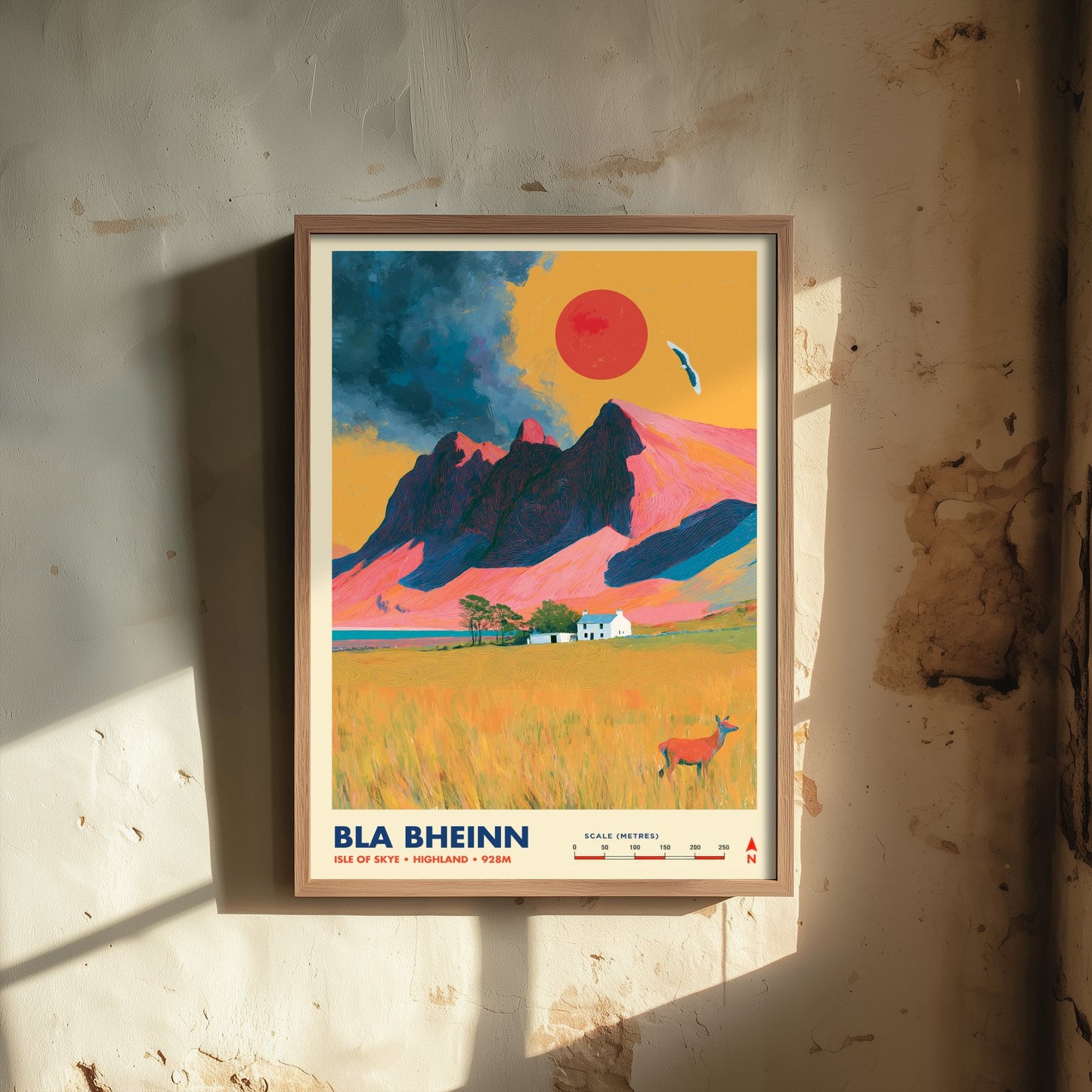 Bla Bheinn Isle of Skye Travel Poster - Scotland Art Print - Vibrant Mountain Illustration - Cuillin Red Deer 2/3