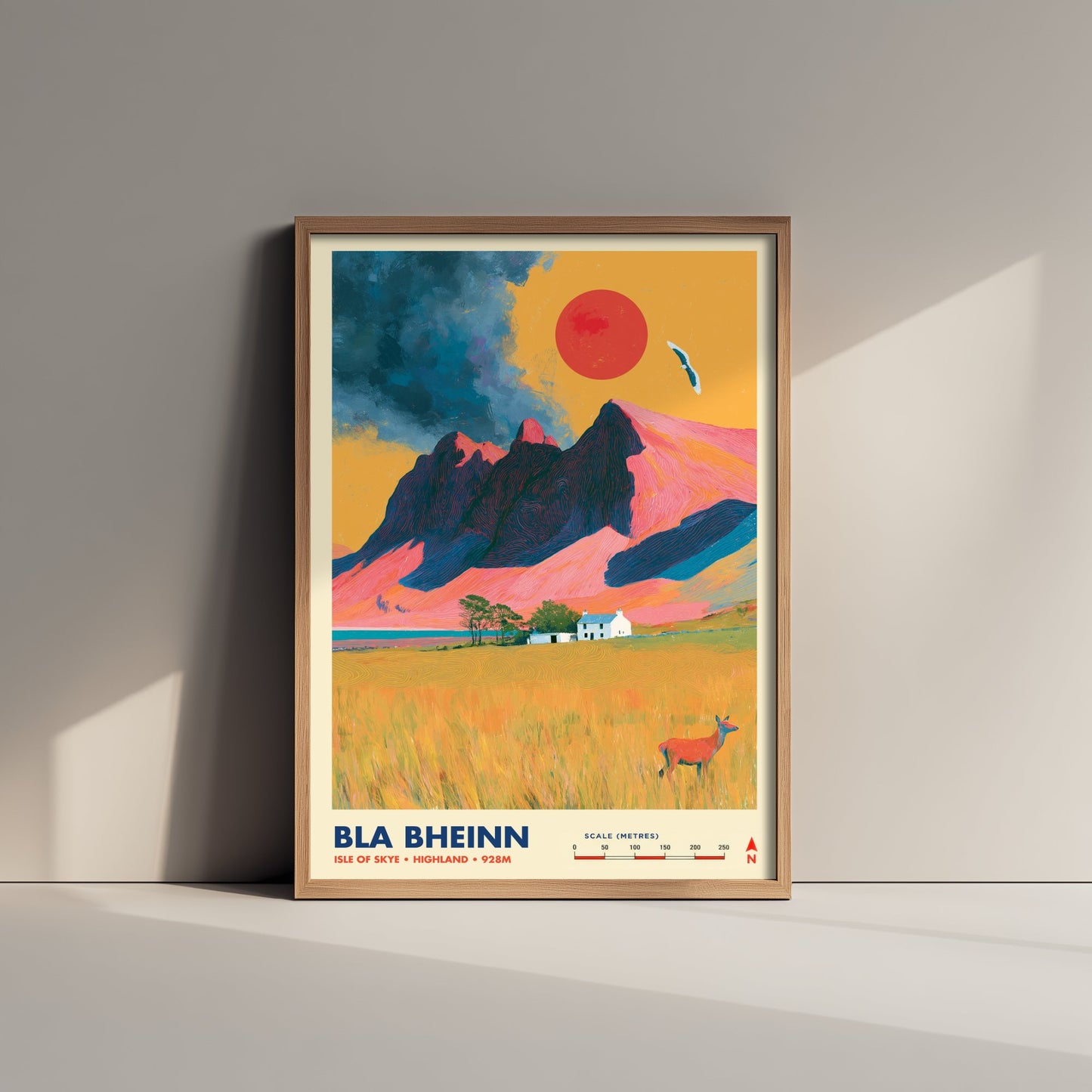 Bla Bheinn Isle of Skye Travel Poster - Scotland Art Print - Vibrant Mountain Illustration - Cuillin Red Deer 2/3