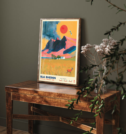 Bla Bheinn Isle of Skye Travel Poster - Scotland Art Print - Vibrant Mountain Illustration - Cuillin Red Deer 2/3