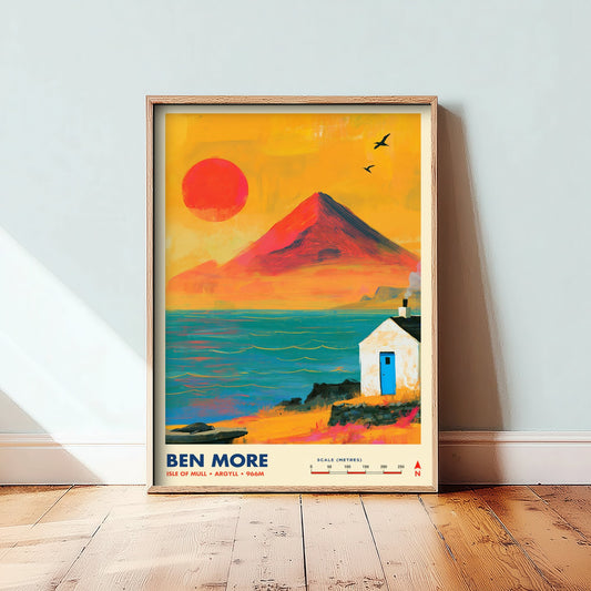 Ben More Isle of Mull Travel Poster - Scotland Art Print - Vibrant Mountain Illustration - Argyll Coast Visit 3/3