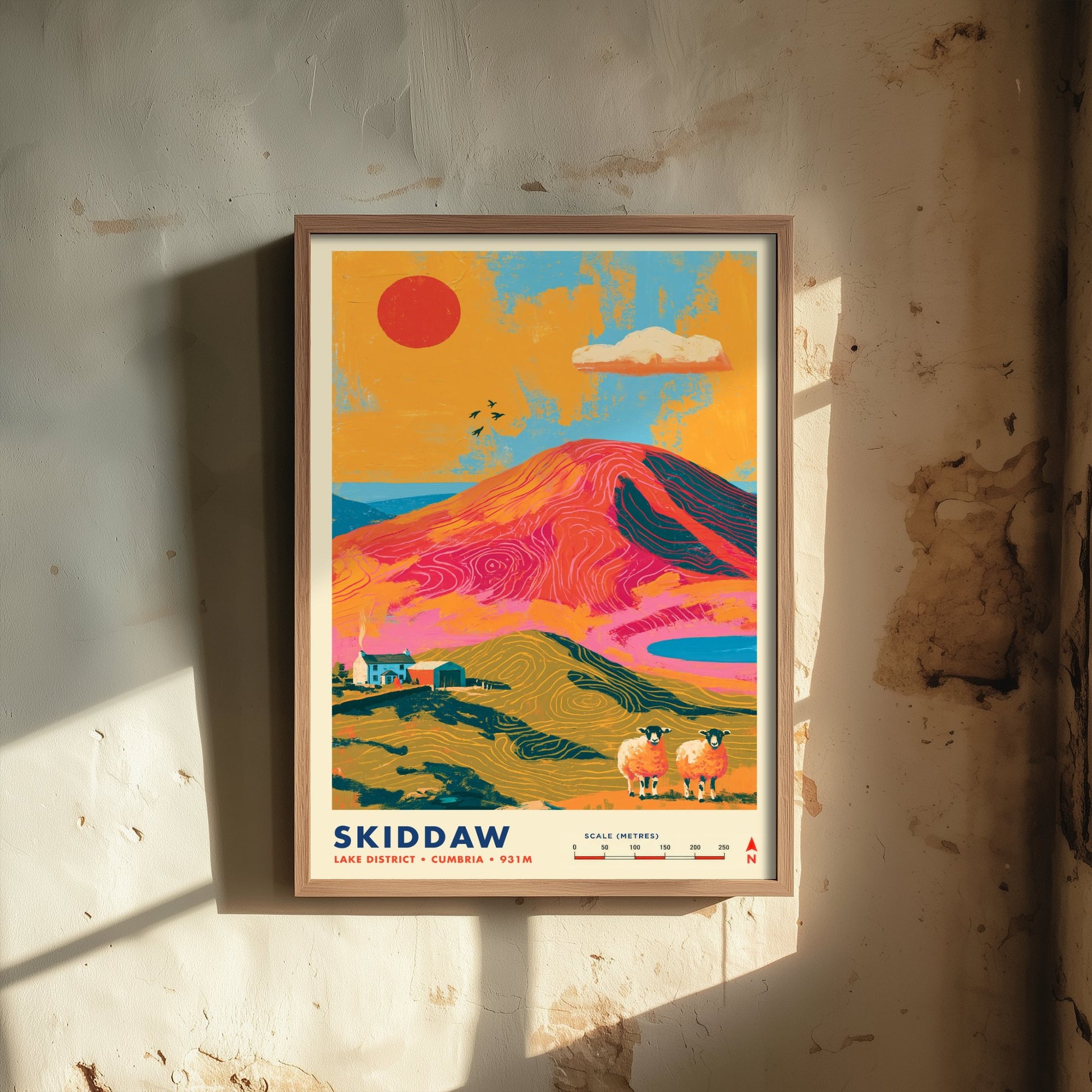 Skiddaw Lake District Travel Poster - Cumbria Art Print - Vibrant Mountain Illustration - Lakeland Fell Hike 2/3