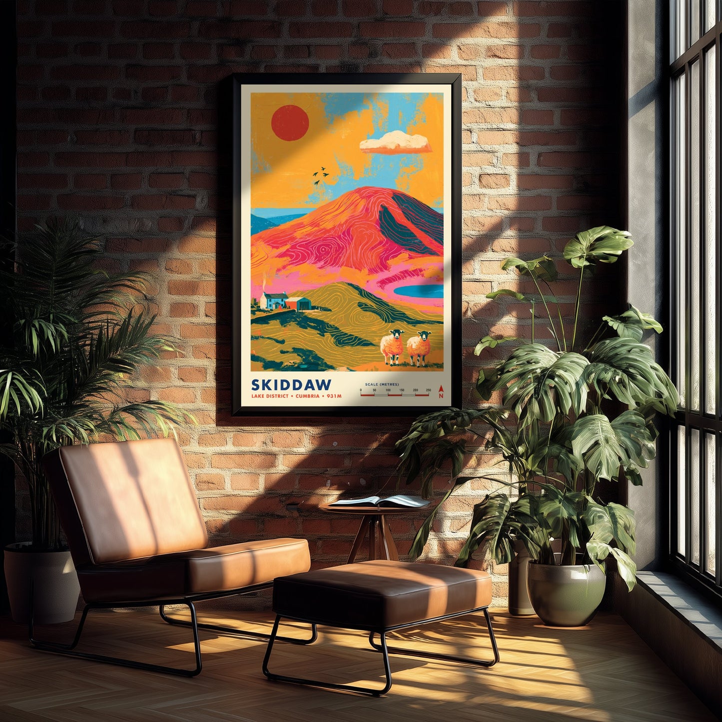 Skiddaw Lake District Travel Poster - Cumbria Art Print - Vibrant Mountain Illustration - Lakeland Fell Hike 2/3
