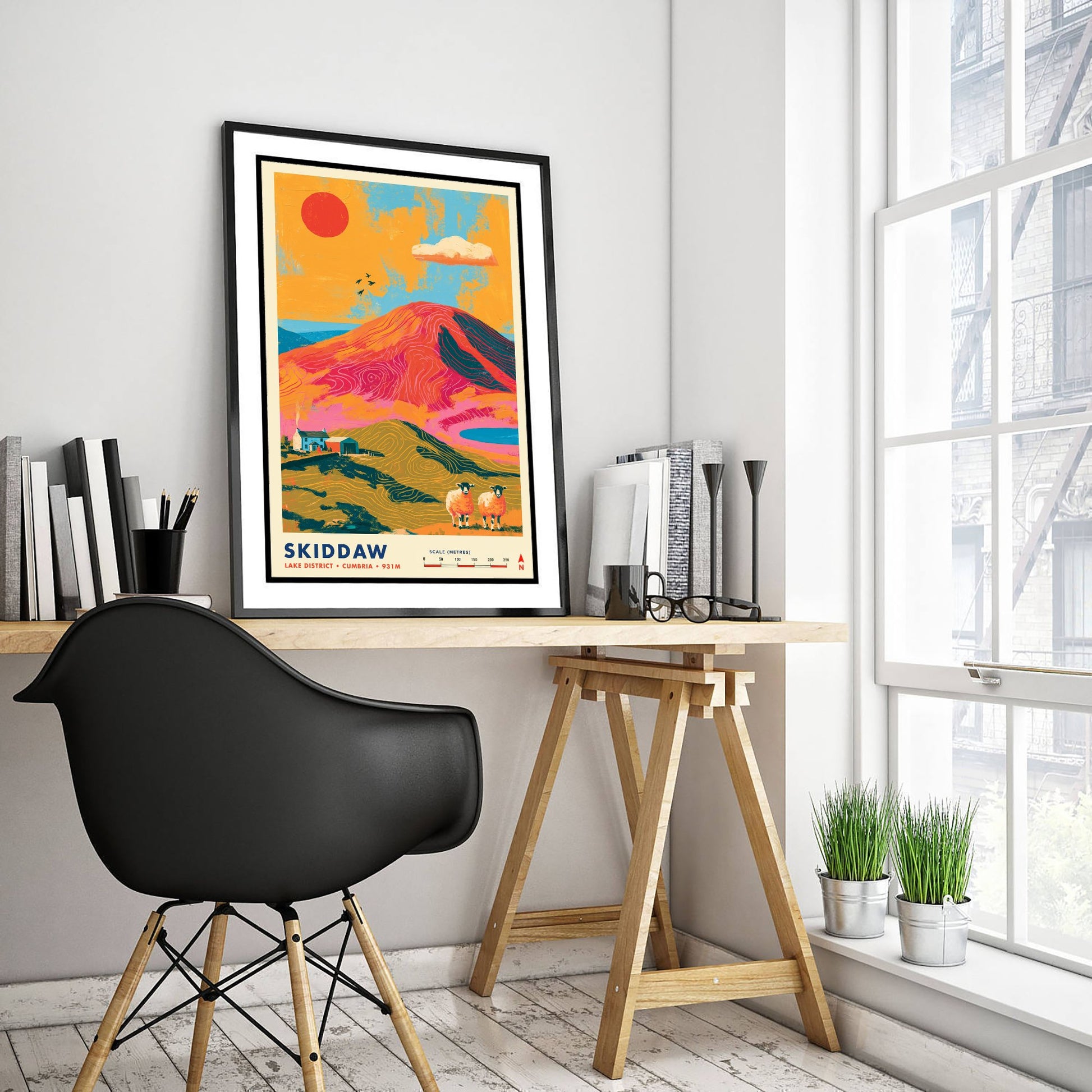 Skiddaw Lake District Travel Poster - Cumbria Art Print - Vibrant Mountain Illustration - Lakeland Fell Hike 2/3