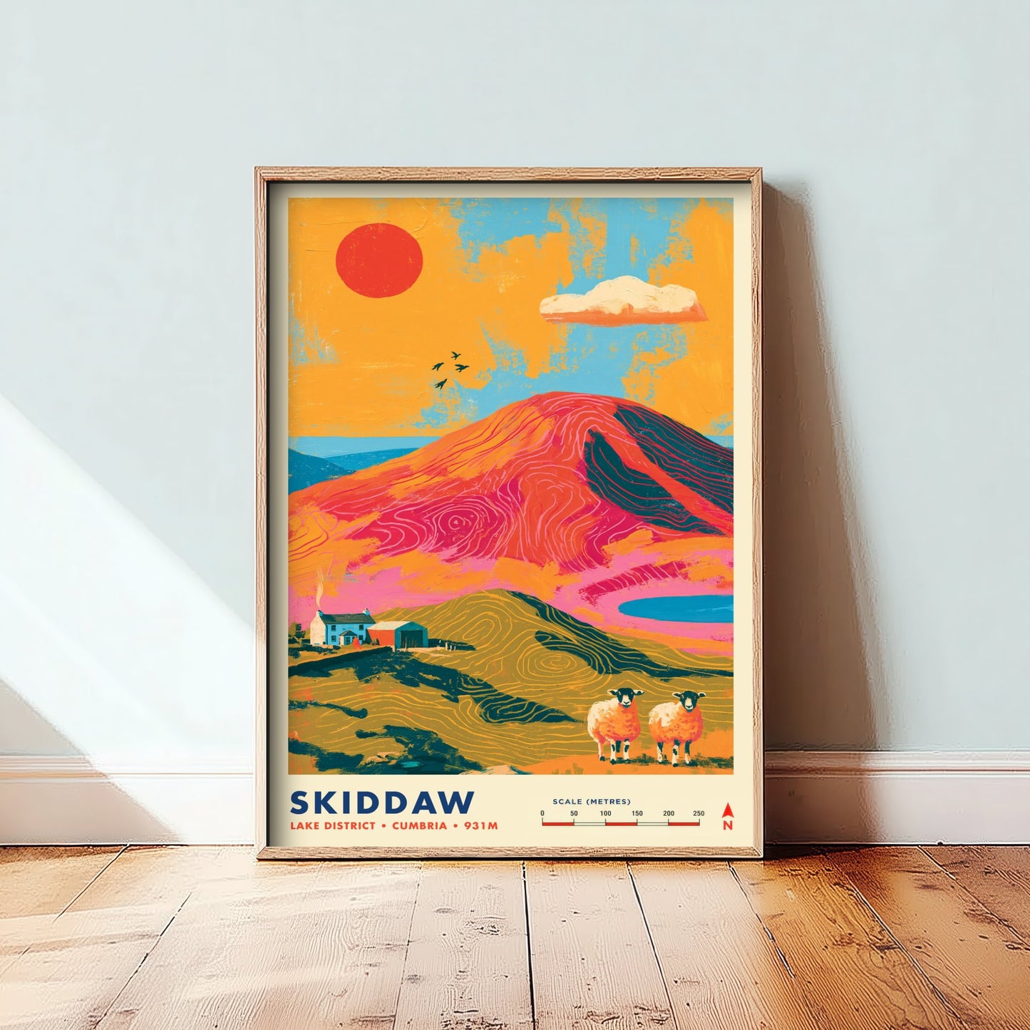 Skiddaw Lake District Travel Poster - Cumbria Art Print - Vibrant Mountain Illustration - Lakeland Fell Hike 2/3