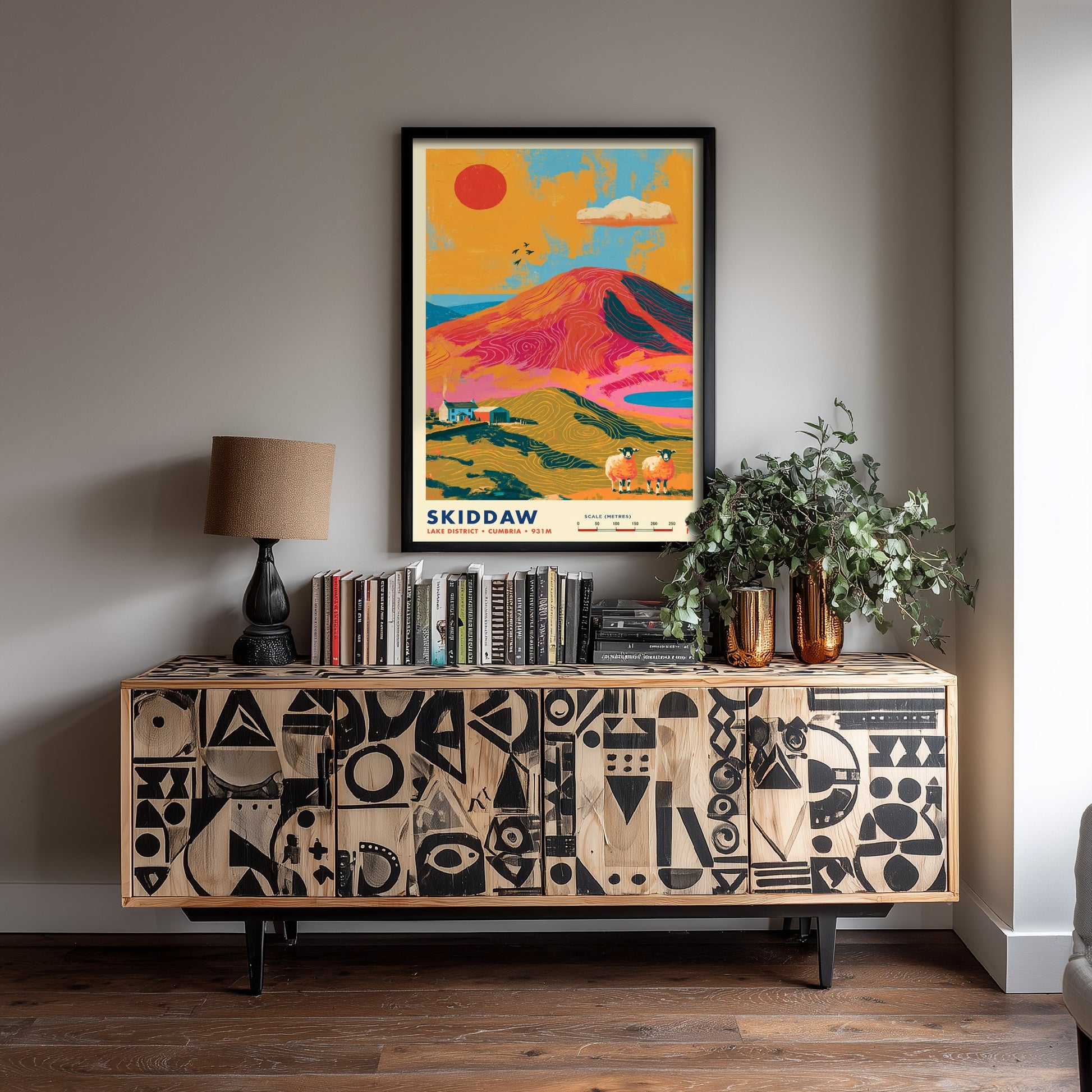 Skiddaw Lake District Travel Poster - Cumbria Art Print - Vibrant Mountain Illustration - Lakeland Fell Hike 2/3