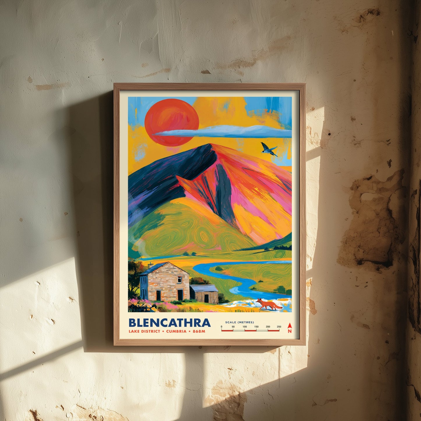 Blencathra Lake District Travel Poster - Cumbria Art Print - Vibrant Mountain Illustration - Saddleback Fell Fox 3/3