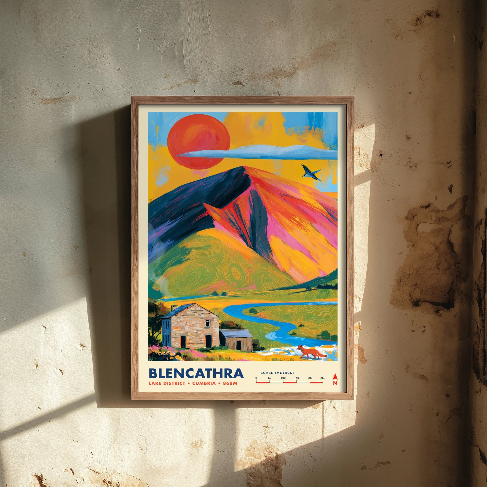 Blencathra Lake District Travel Poster - Cumbria Art Print - Vibrant Mountain Illustration - Saddleback Fell Fox 3/3