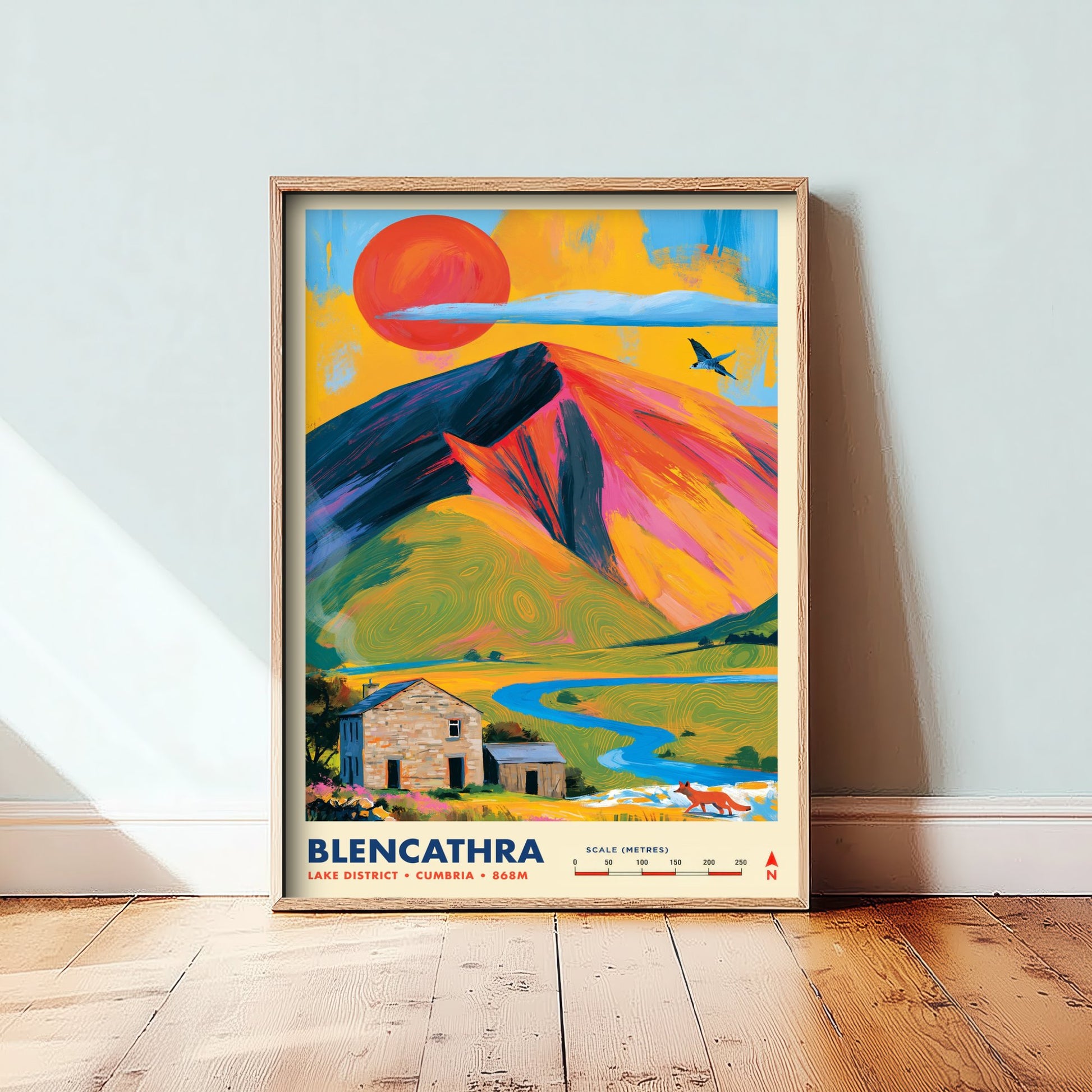 Blencathra Lake District Travel Poster - Cumbria Art Print - Vibrant Mountain Illustration - Saddleback Fell Fox 3/3