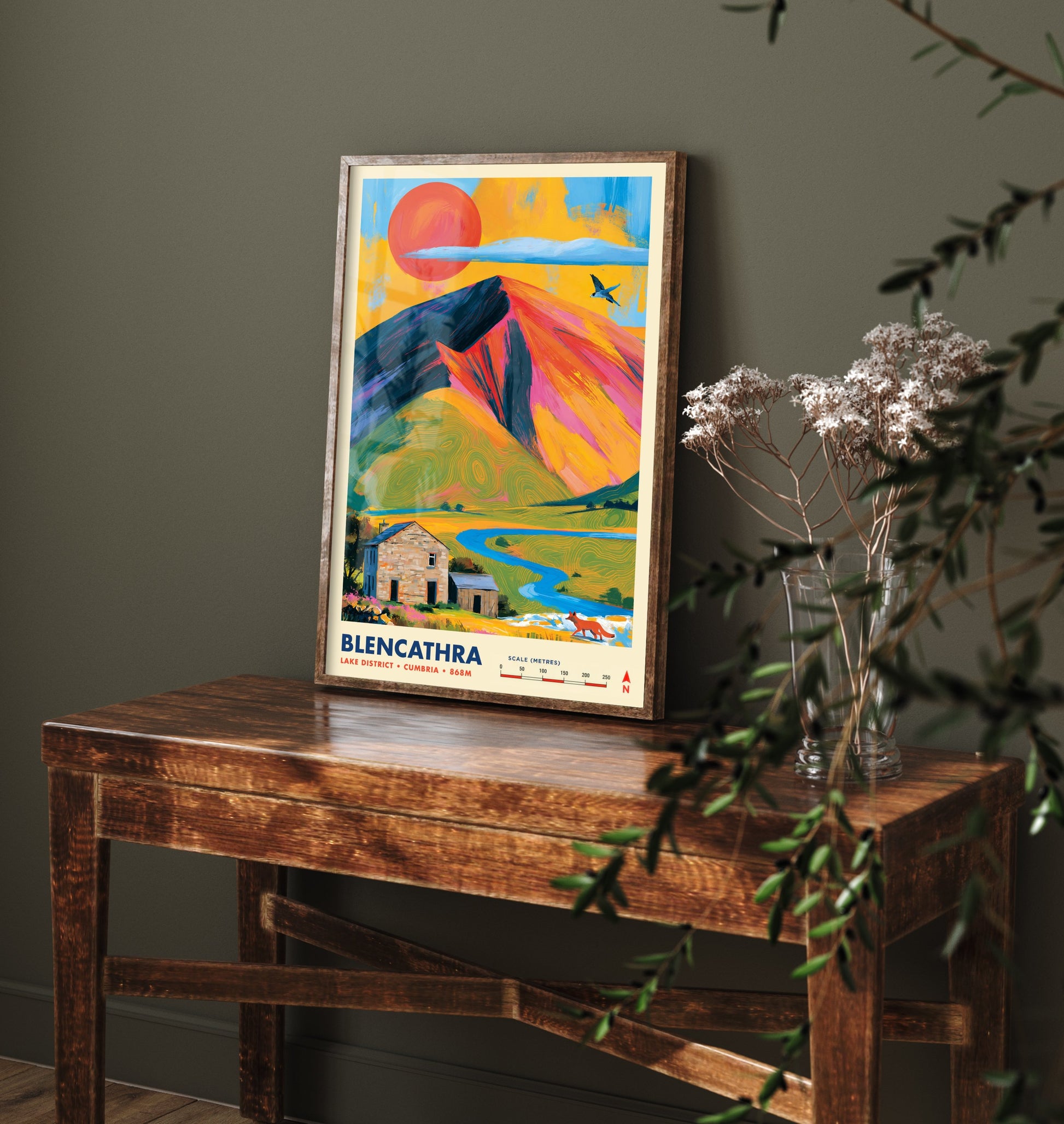 Blencathra Lake District Travel Poster - Cumbria Art Print - Vibrant Mountain Illustration - Saddleback Fell Fox 3/3