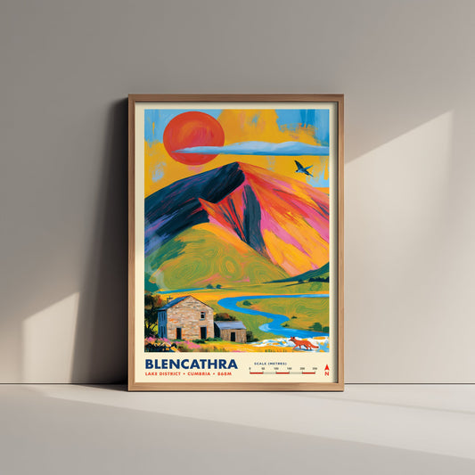 Blencathra Lake District Travel Poster - Cumbria Art Print - Vibrant Mountain Illustration - Saddleback Fell Fox 3/3