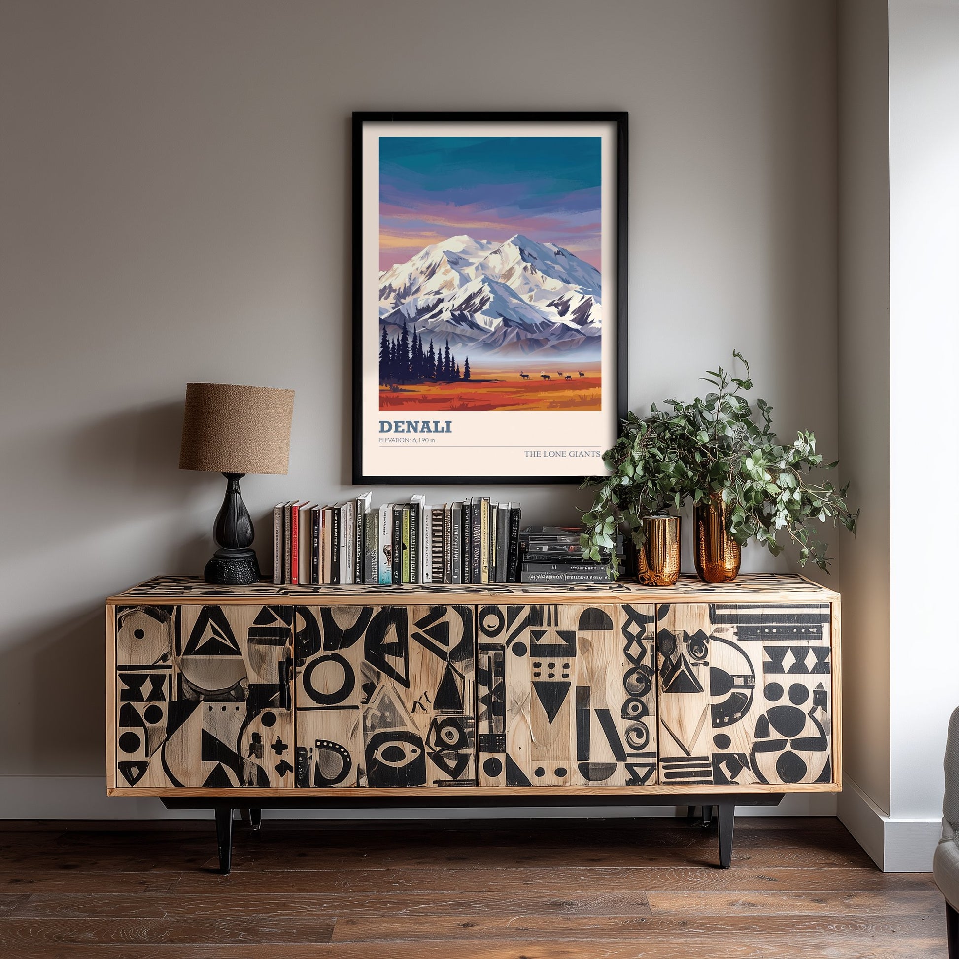 Denali Art Print - Alaska Mountain Sunset Illustration - National Park Travel Poster with Elevation 2/3