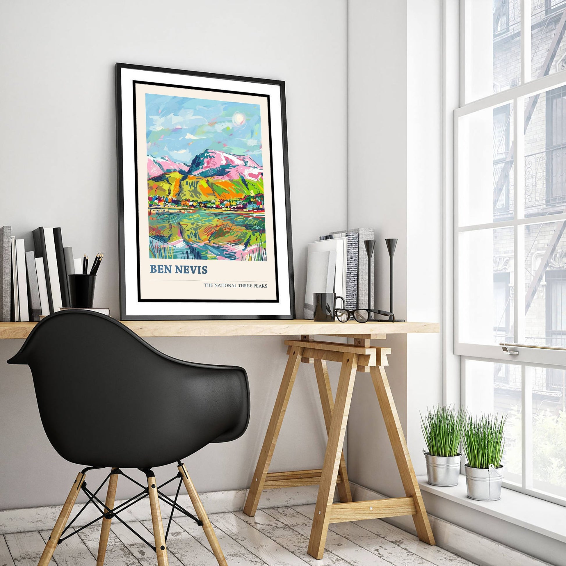 Ben Nevis Travel Poster - Art Print - Vibrant Sketch Illustration - Scottish Highlands Wall Art V2 2/3